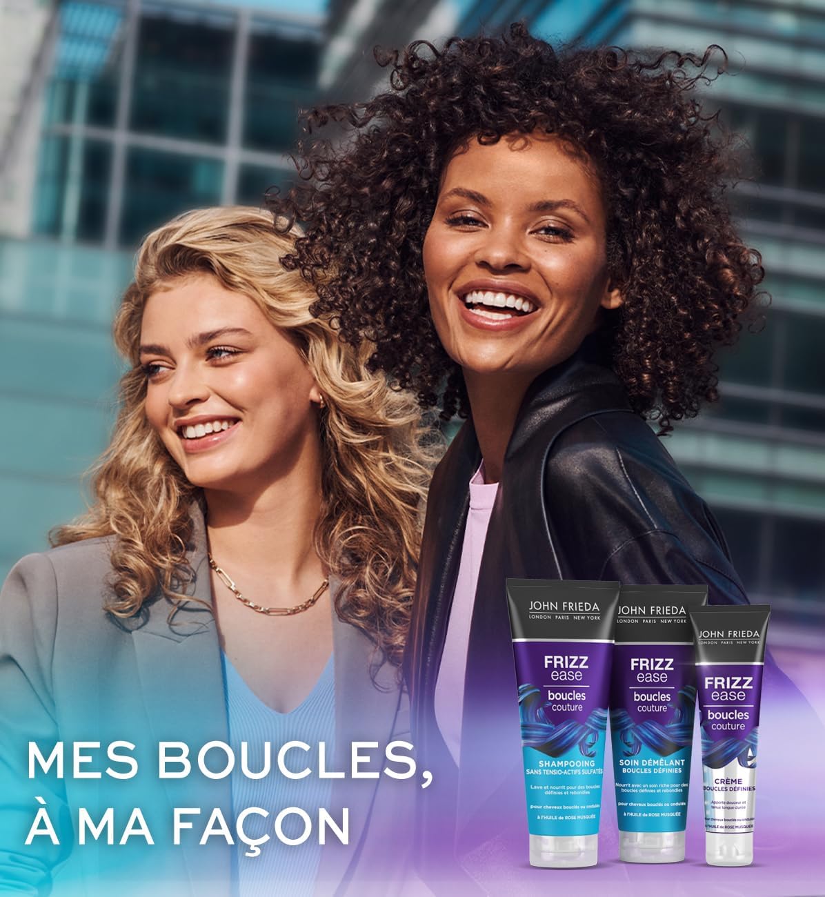 John Frieda - Frizz Ease Boucles Couture - 250ml x2 - soin démêlant anti-frisottis