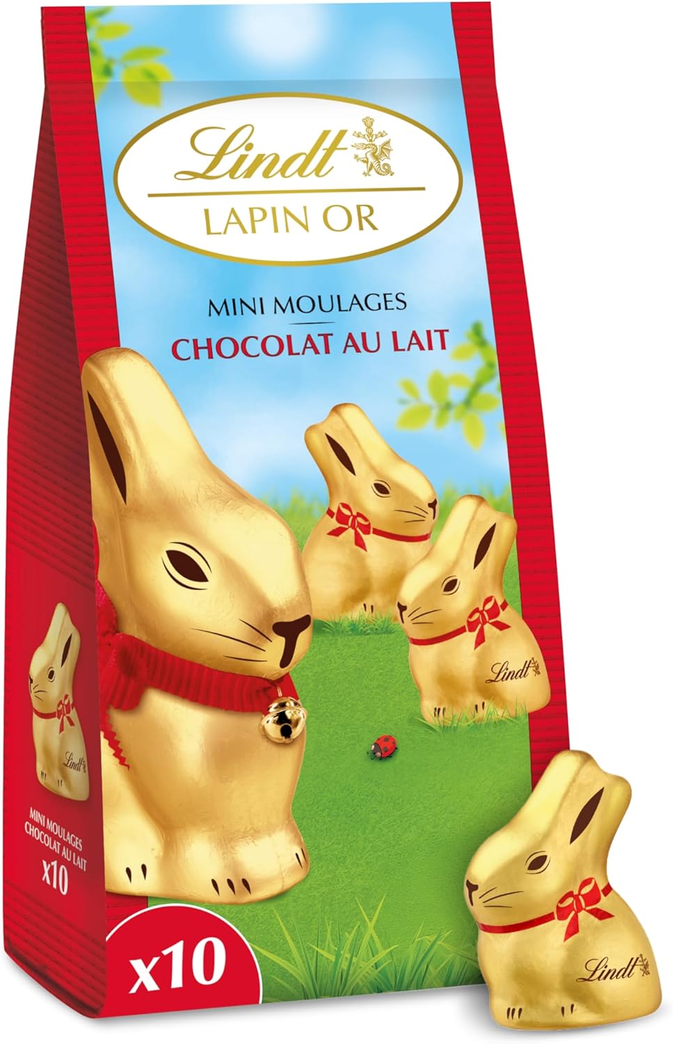 Lindt - Mini-Moulages Lapin Or - 120g - Chocolat au lait, spécial Pâques
