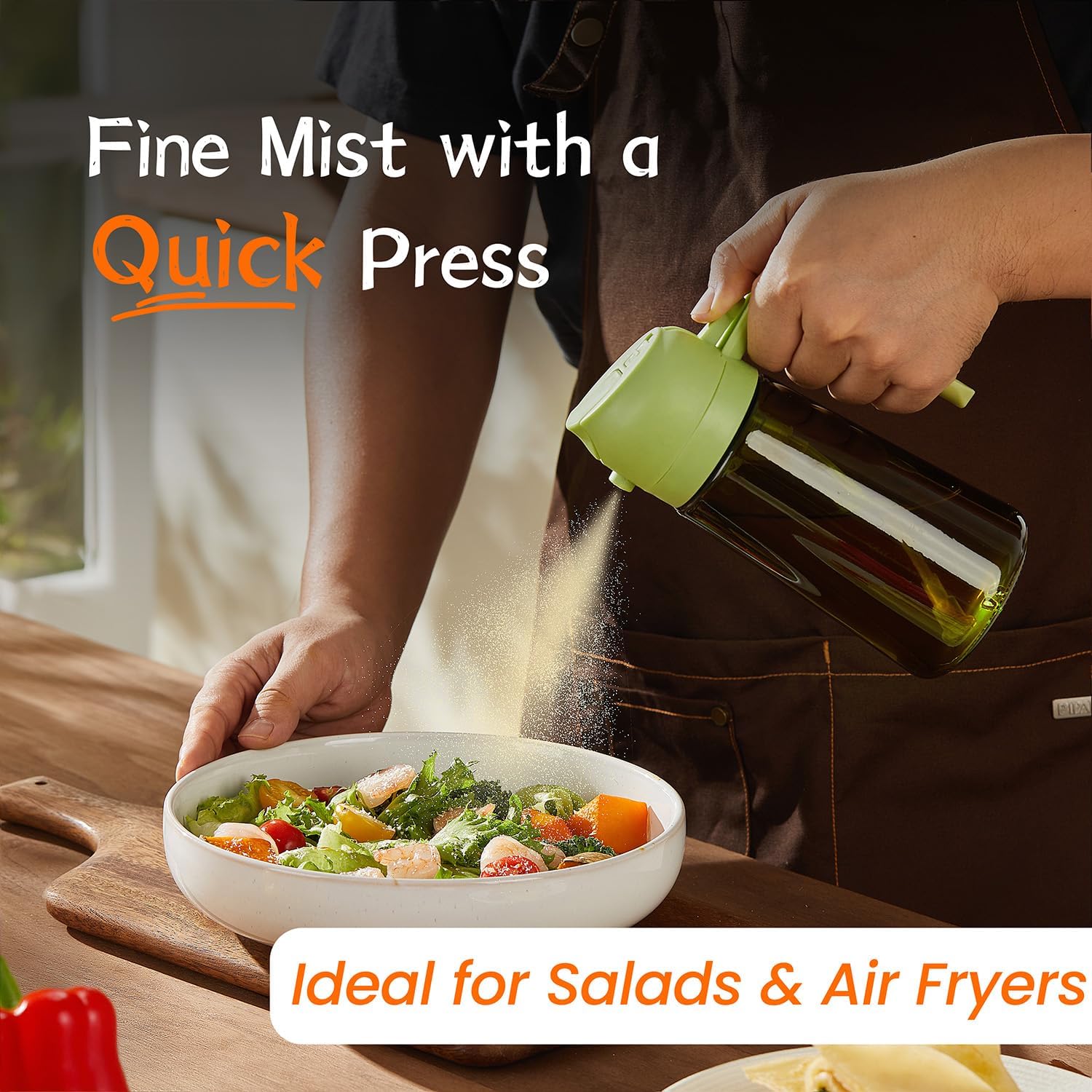 TrendPlain - Spray Huile Cuisine 470ml - 2-en-1, Stickers, Protection Lumière