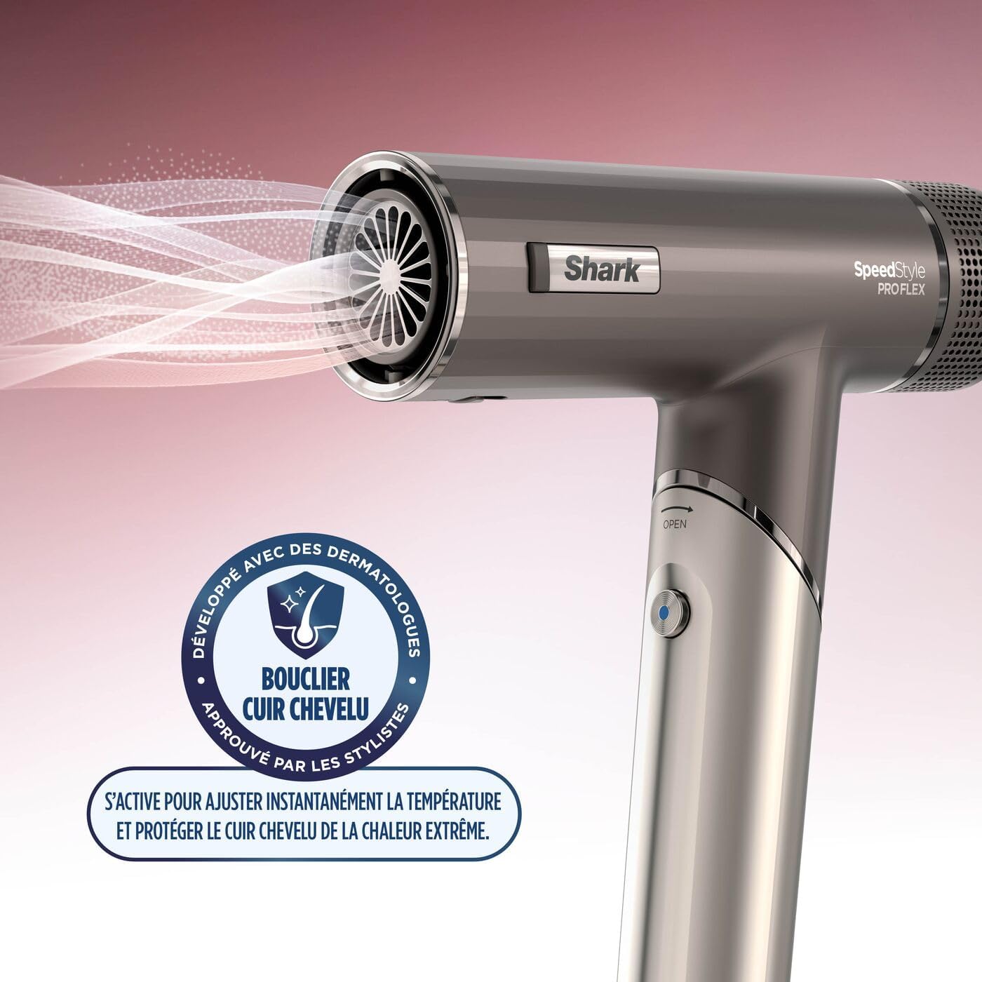 Shark - sèche-cheveux SpeedStyle Pro Flex, léger, ionique, pliable, 4 embouts, tous types de cheveux, HD542EU