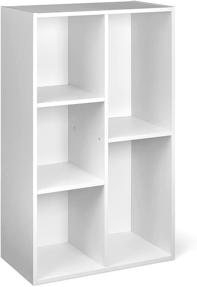 maxideelz Basics - bibliothèque 5 compartiments - 50x24x80cm - blanc, rangement polyvalent