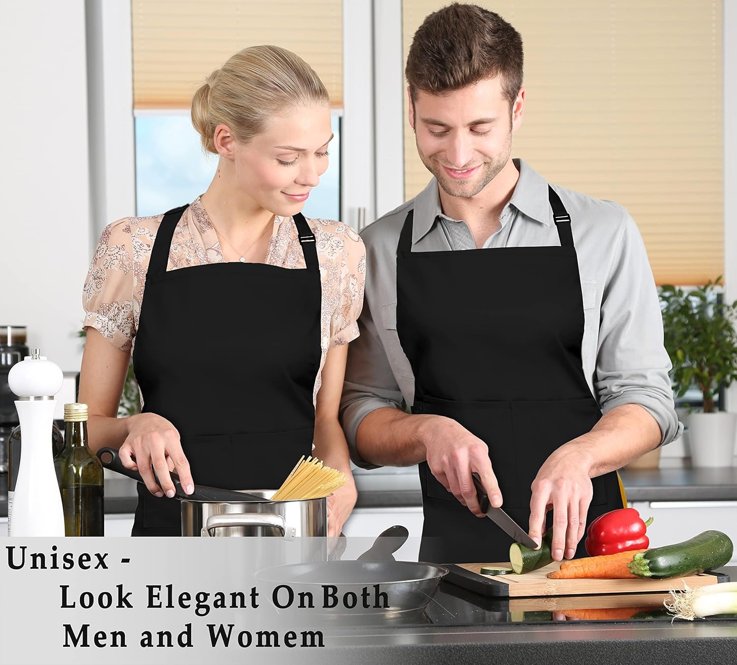 Tablier de cuisine - Unisexe réglable - poches, imperméable, anti-taches, idéal activités diverses