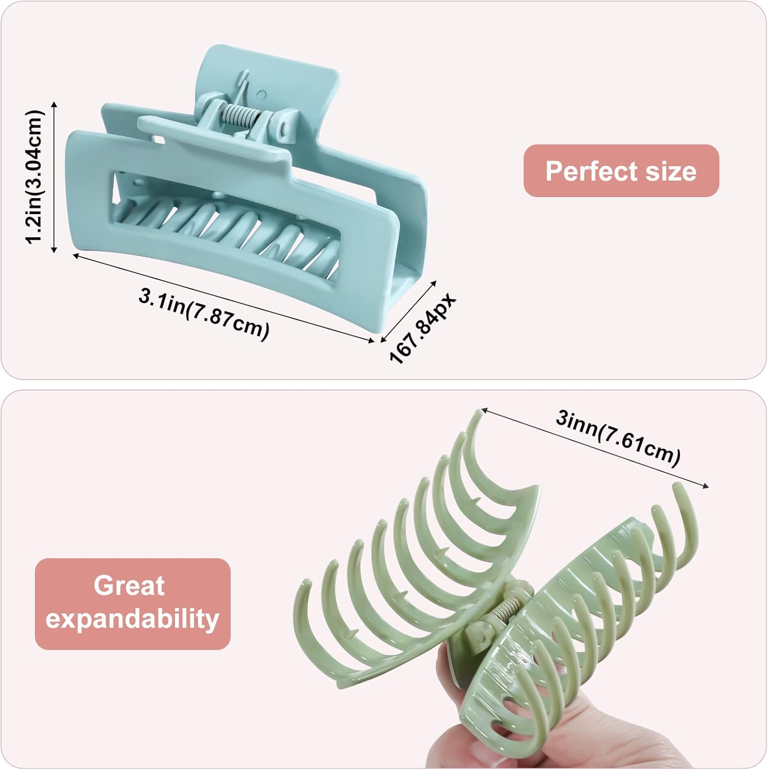 Lolalet - pince à cheveux double dents 8cm - lot 8 colorées, épais/fins