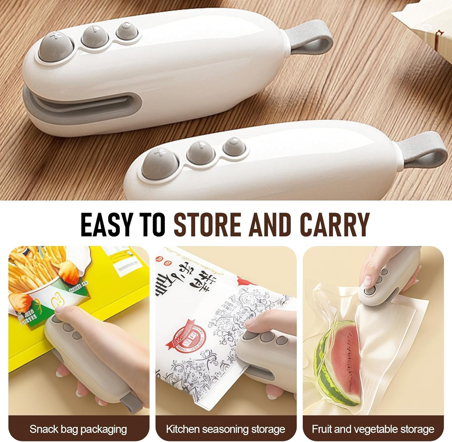 Scelleur de sacs plastique portable - rechargeable USB - thermoscellant 2en1, compact