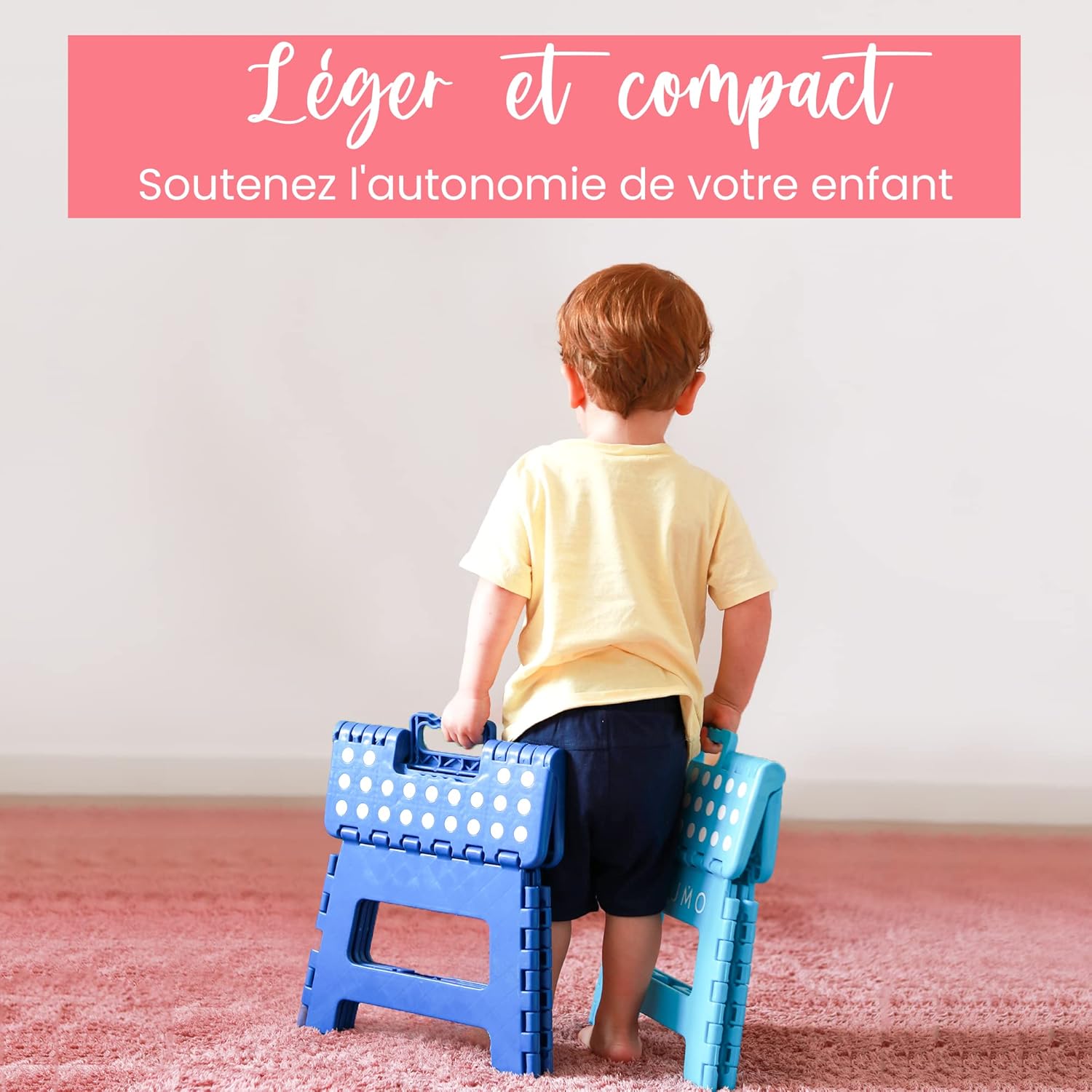 NATUMO - tabouret pliable 150 kg - aide à la montée, enfants et adultes