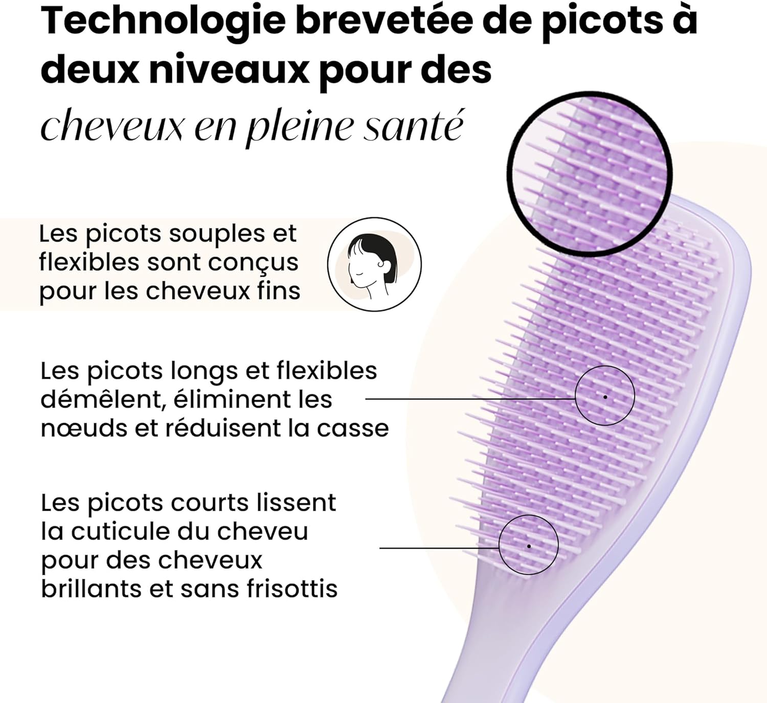 Tangle Teezer - Ultimate Detangler - picots souples, réduit casse, cheveux fins et colorés