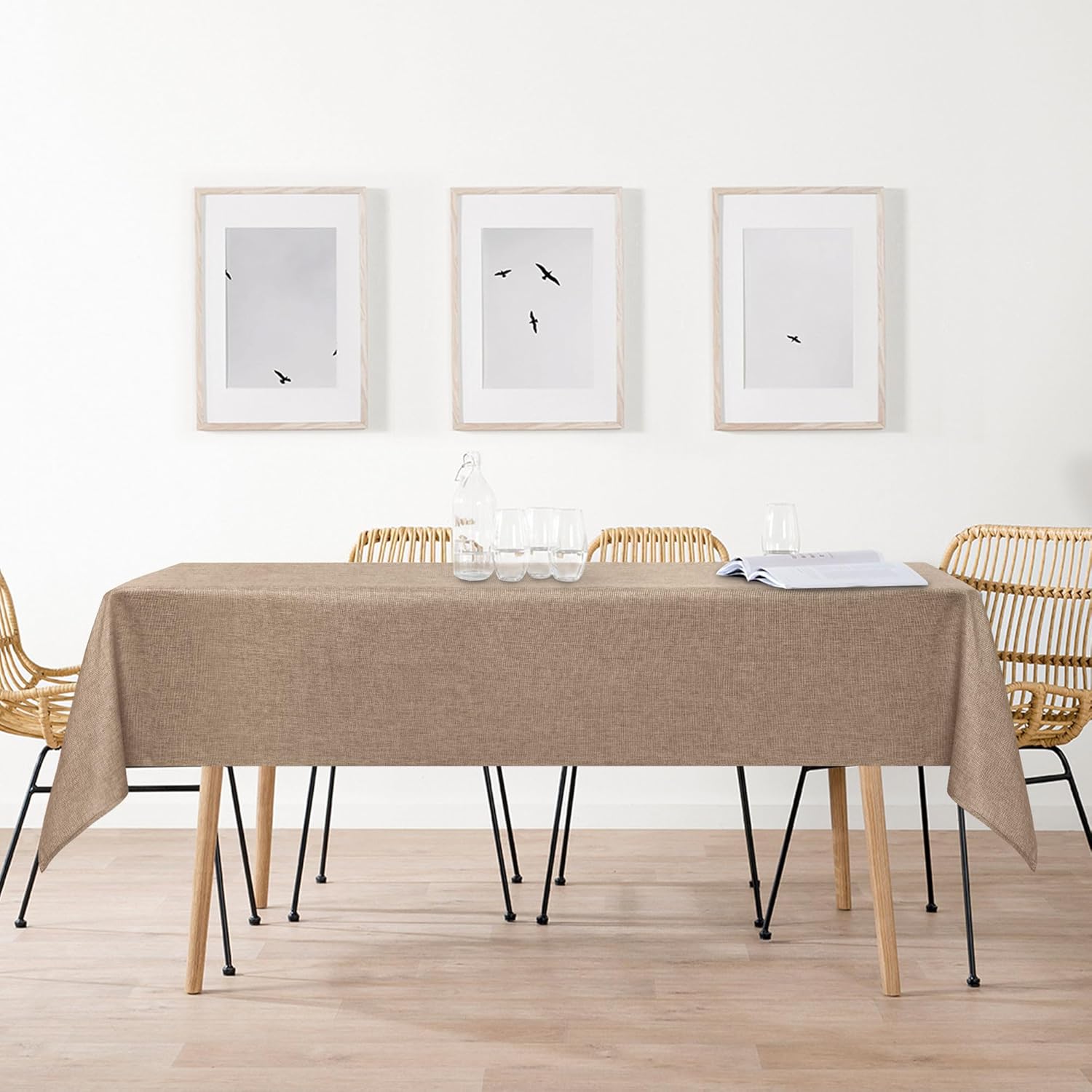 DWCN - nappe aspect lin - 160x320cm - lavable, imperméable, anti-tache