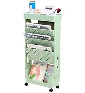DOEWORKS Chariot de Rangement à 5 Niveaux avec roulettes, Étagère à Livres Petite Chariot Roulant...