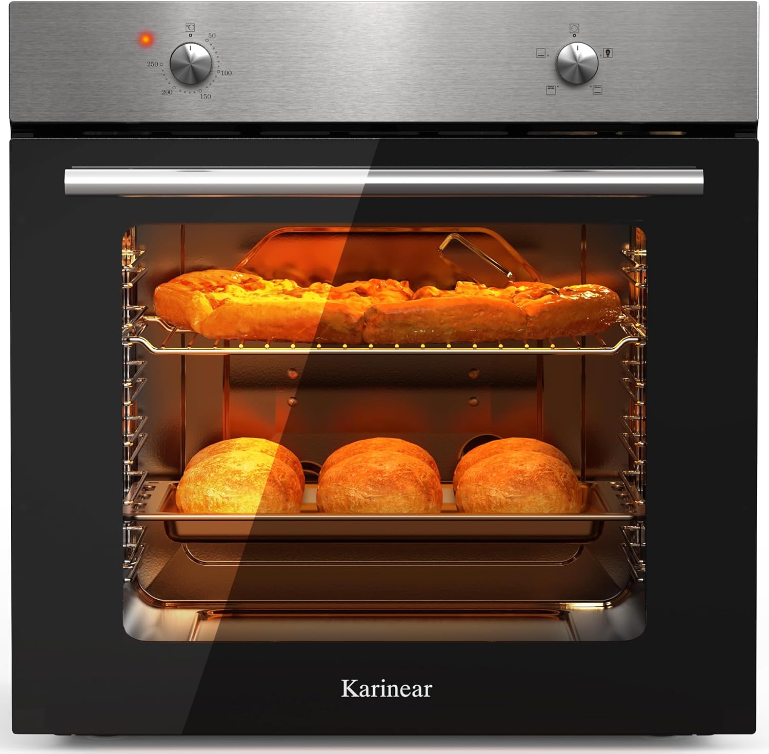 Karinear - Four électrique encastrable 60cm, 65L, 2200W, inox