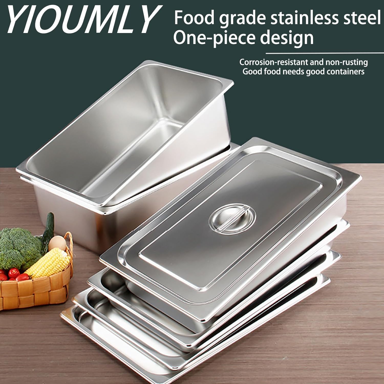 Plat Four Rectangulaire - 32.5x17.5x6.5cm - 3x bacs inox, 3L, robuste, facile à nettoyer