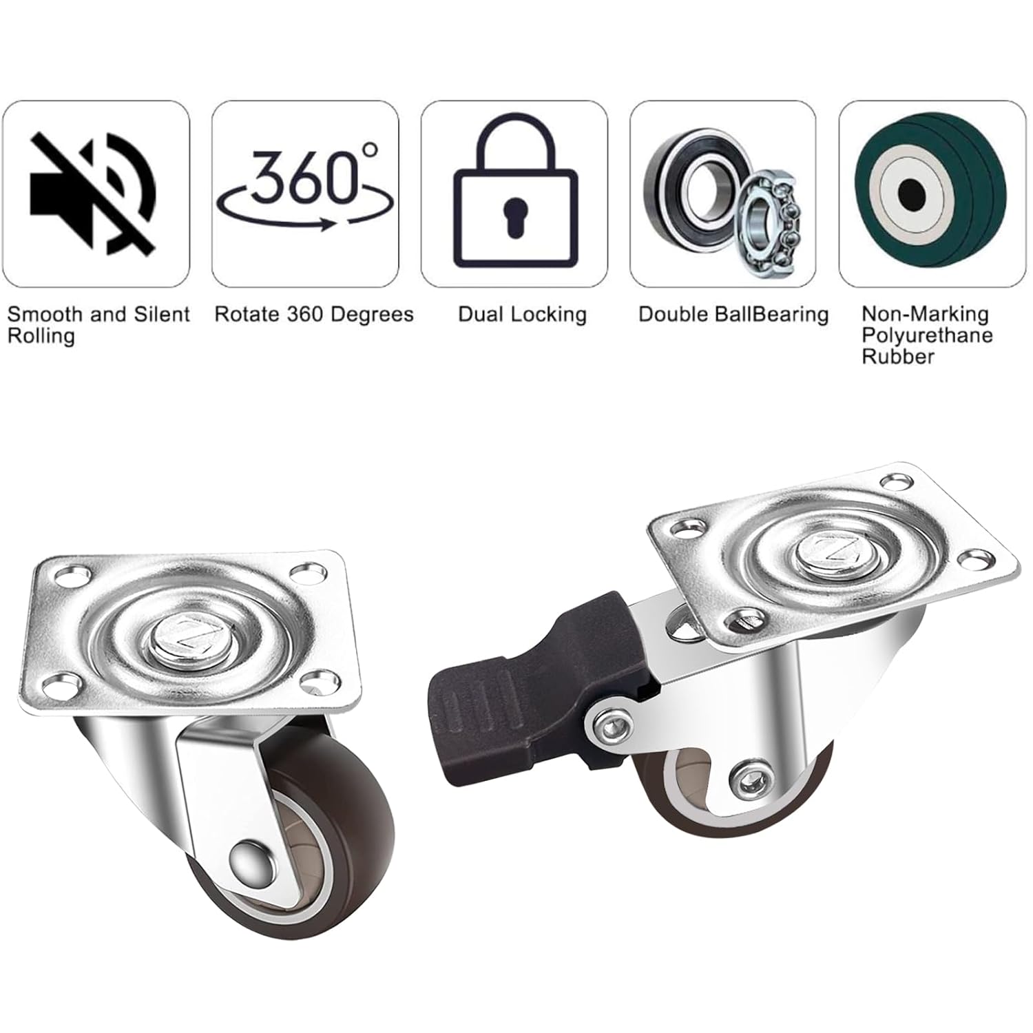 Roulettes pivotantes - 4 pièces 1