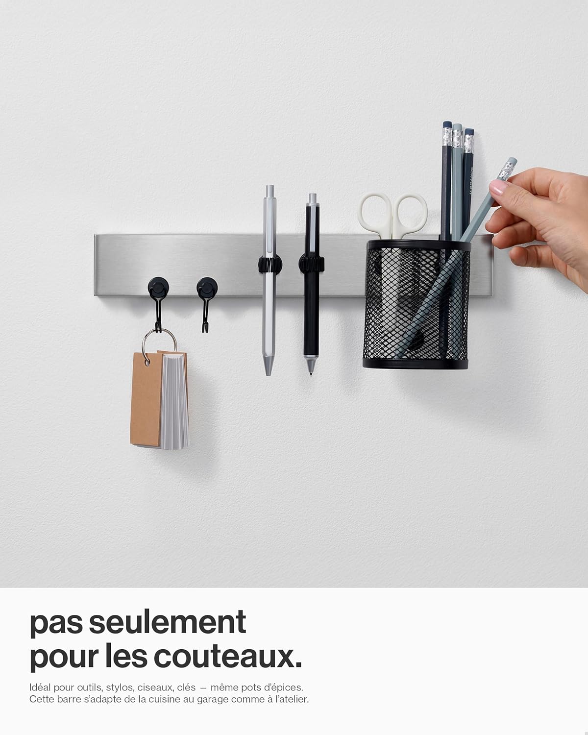 LARHN - Porte-couteaux aimanté extra puissant - 30 cm - inox, fixation murale