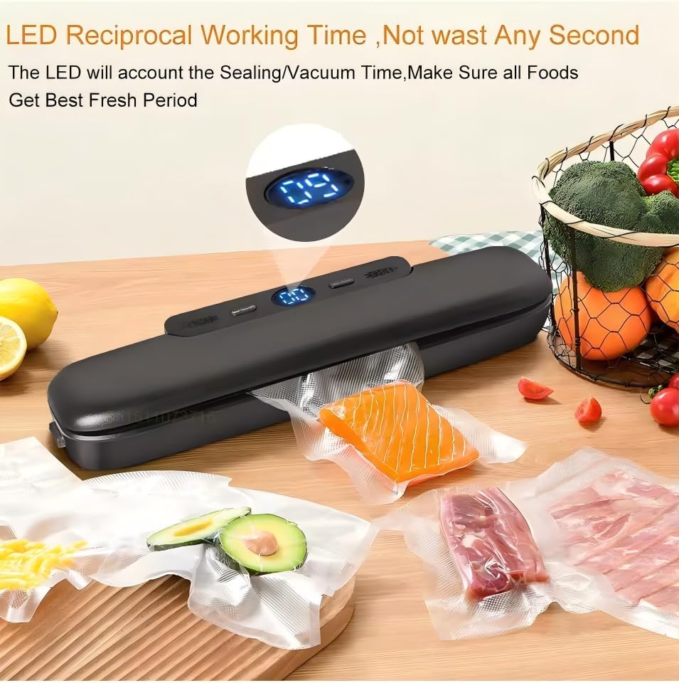 Machine à emballer sous vide - compacte - One Touch, aliments secs/humides, noire