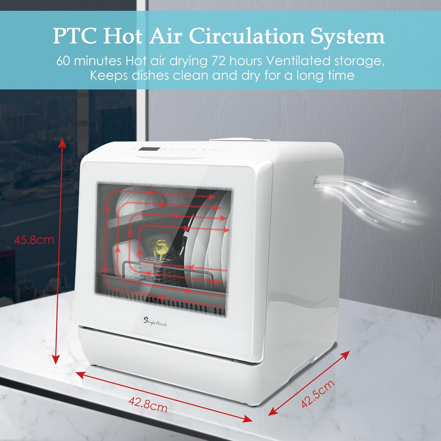 Mini lave-vaisselle de table - 5 programmes, LED, 2 modes eau, blanc