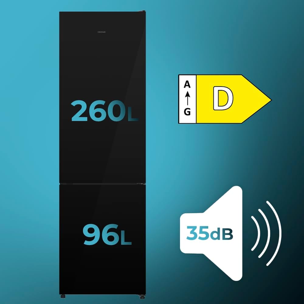 Cecotec - Bolero CoolMarket 356L, 200x59,5 cm, Multi Airflow, E, 356i Black Glass D