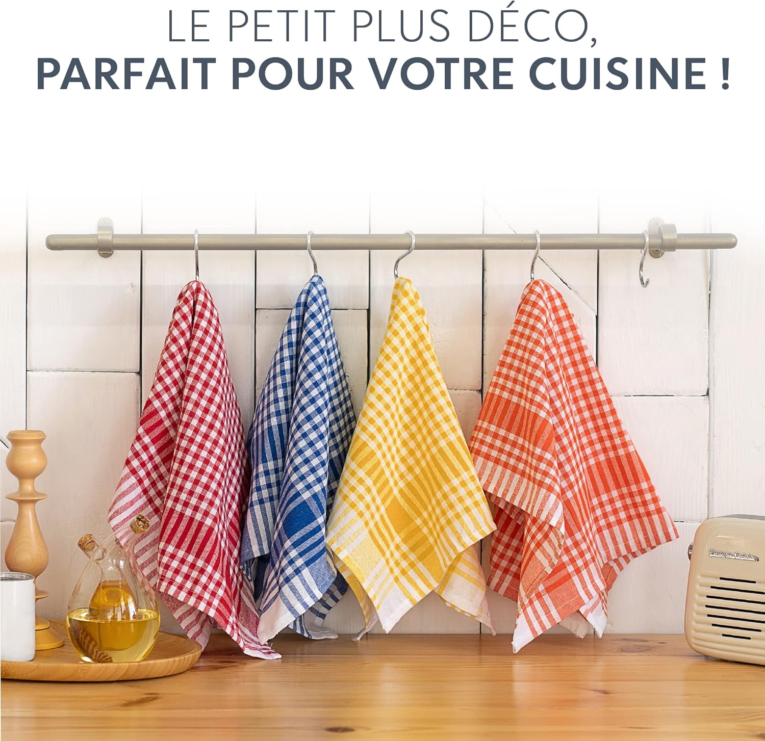 Twinzee - lot de 5 torchons rétro coton 47x67 cm - Oeko Tex