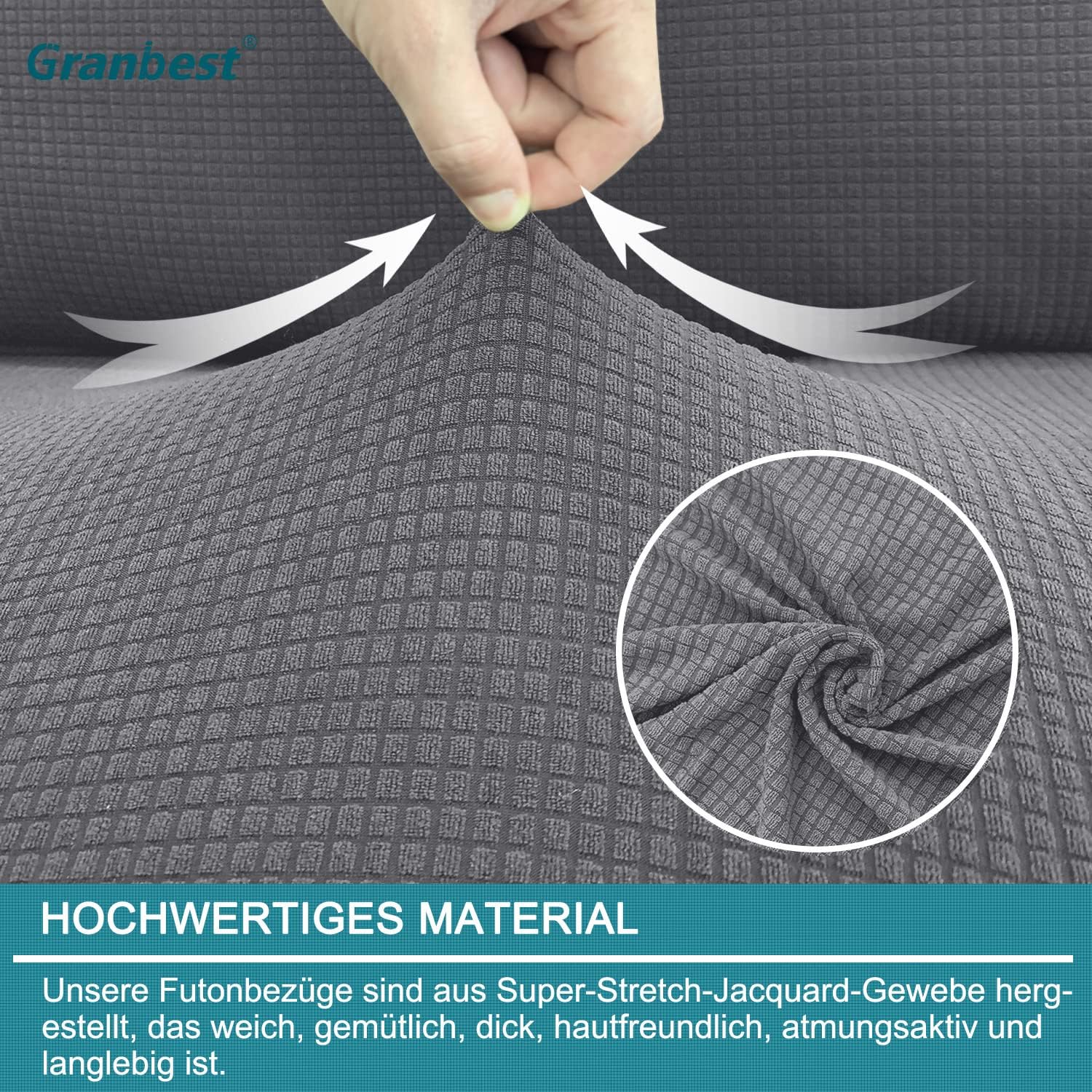 Granbest - housse futon élastique 120-160cm - imperméable, antidérapante, gris clair