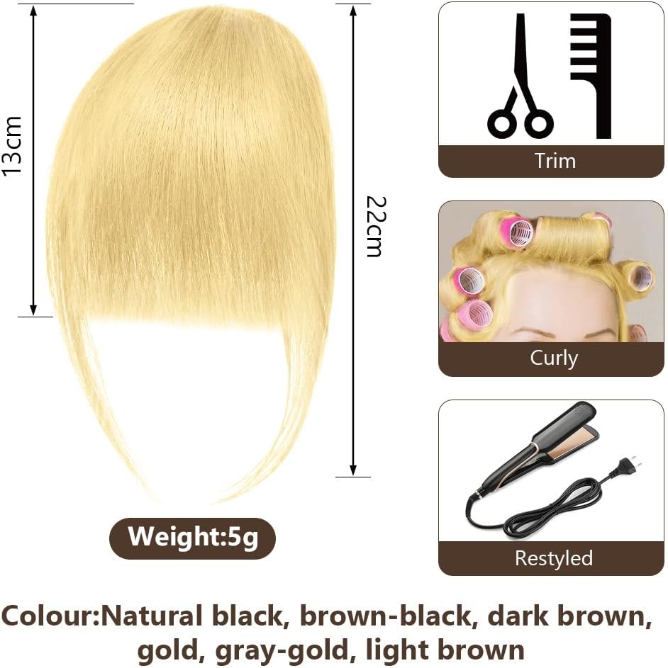 LOPHE - Frange à clip tressée - cheveux humains - Or - Air Bangs