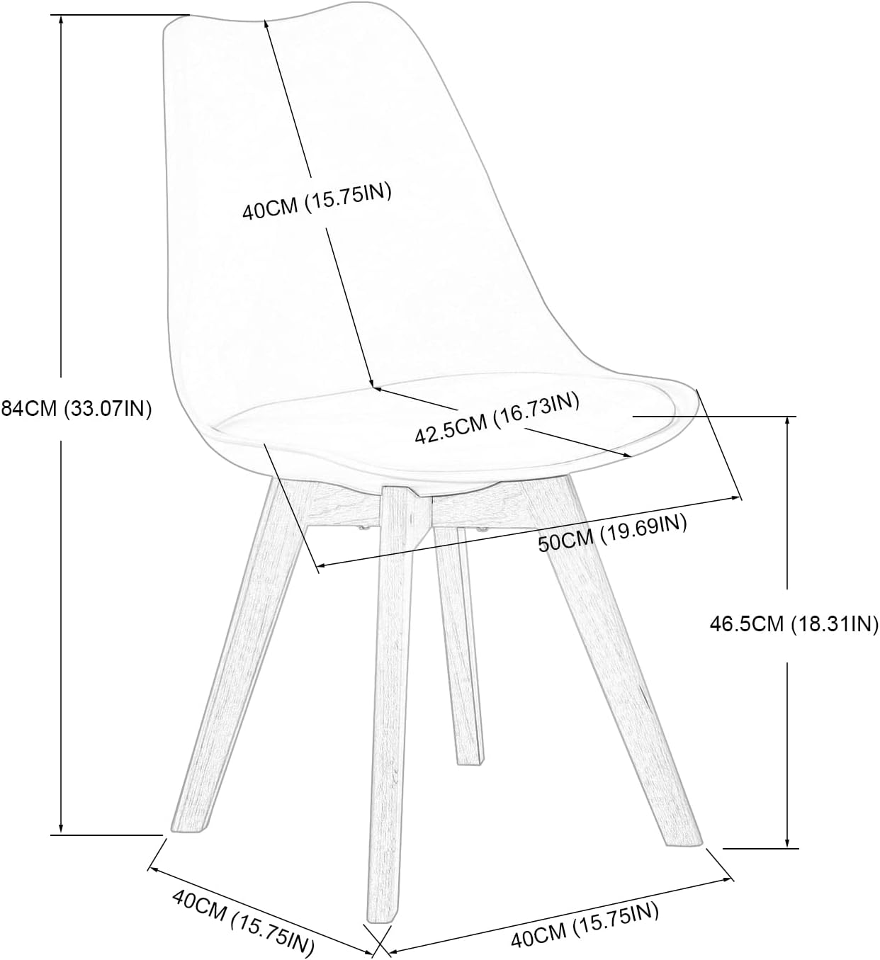 EGGREE - lot de 4 chaises scandinaves - bois hêtre, rembourrées, bleu foncé