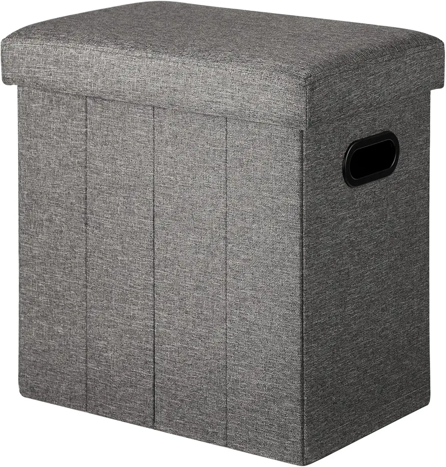 COSYLAND - Ottoman pliable lin - 42x27x42cm - rangement 150kg, gris foncé