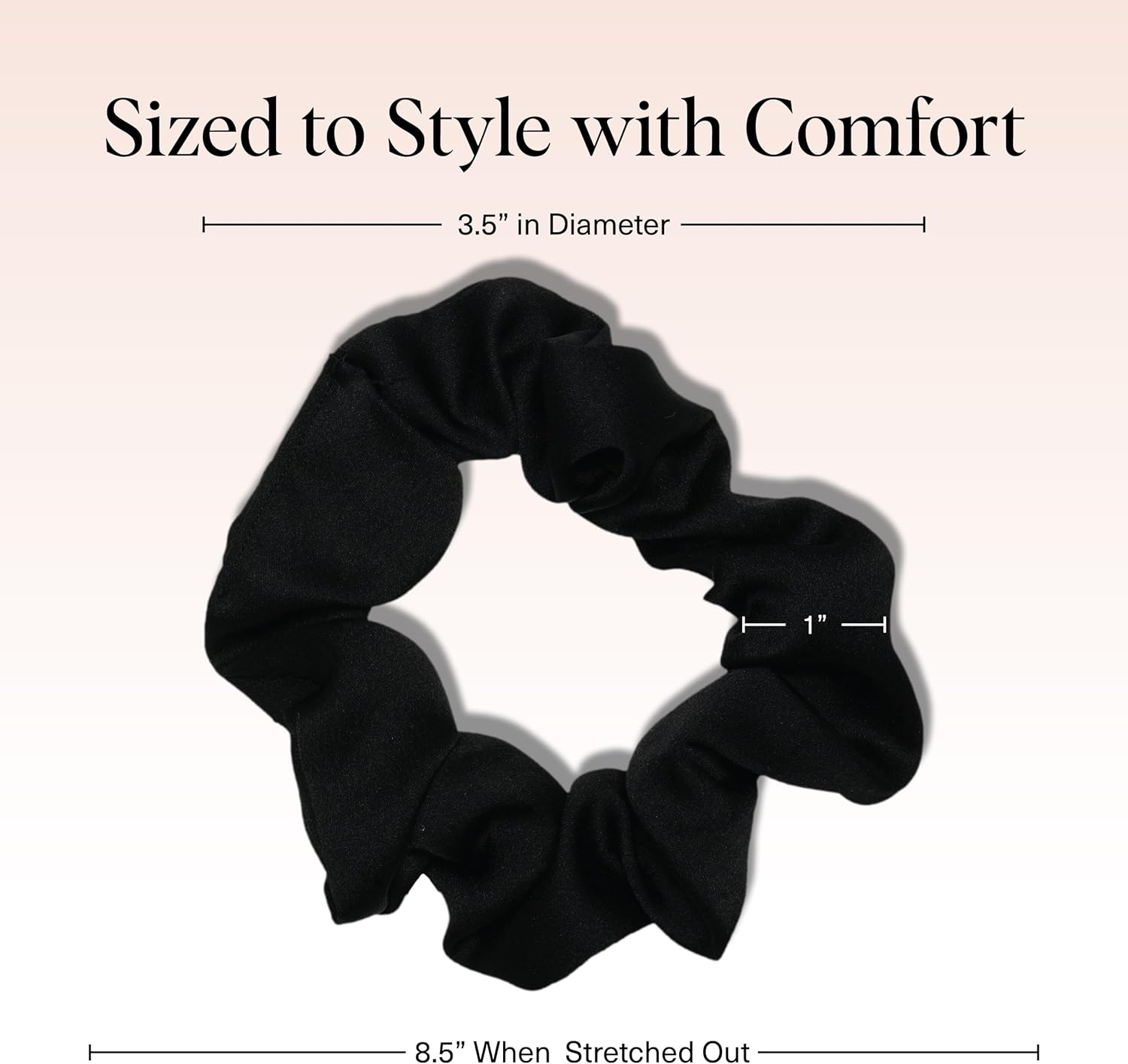 Kitsch - Chouchous en soie, lot de 5 - tailles standard - satin noir, élastiques sans trace, cheveux jour/nuit