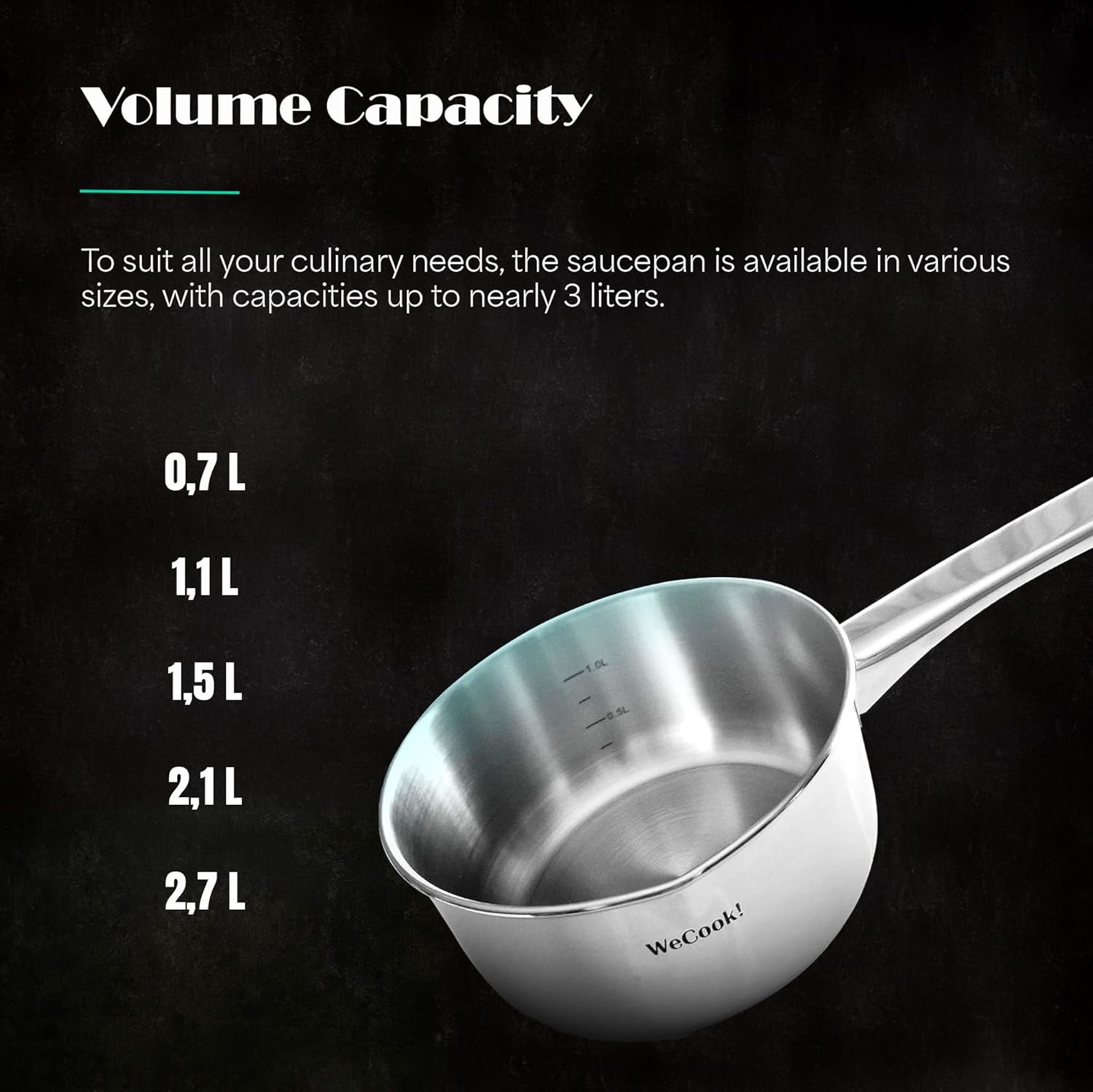 Wecook - casserole inox 18/10, 12 cm, bec verseur, 0,7L, induction