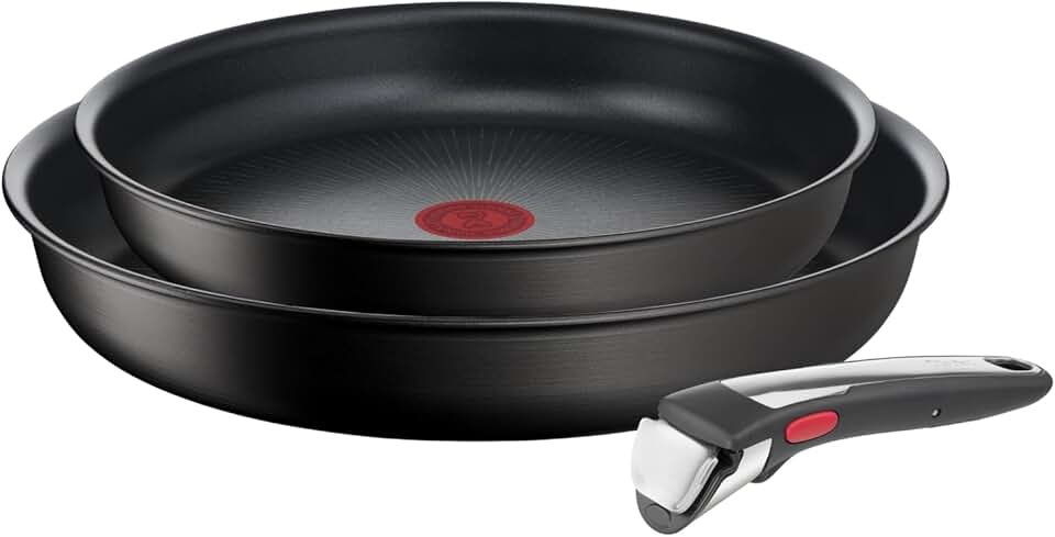 Tefal - Ingenio Eco Resist - 2 poêles, poignée amovible, induction, antiadhésif, empilable, L7679302