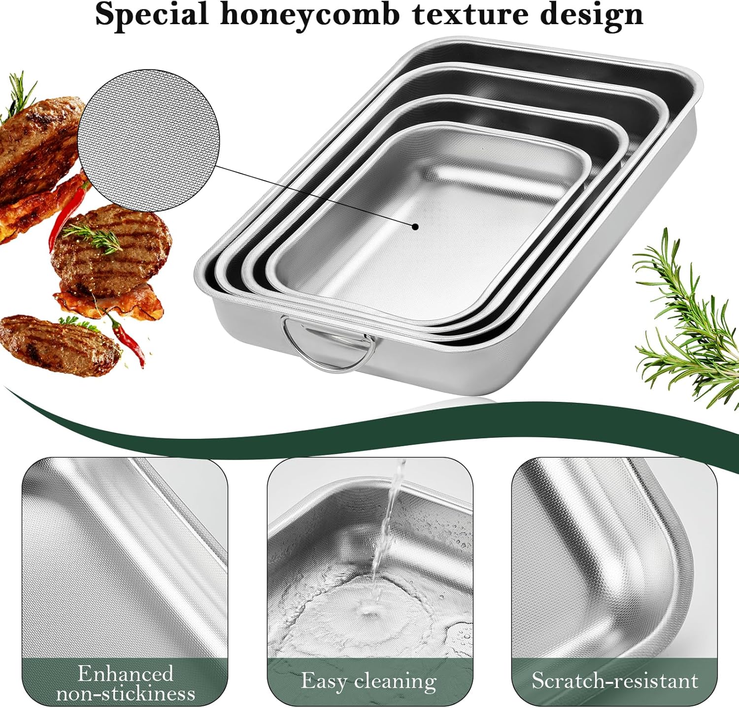ROSSETTO - Plat à four inox avec poignées 40cm - texture nid d'abeille