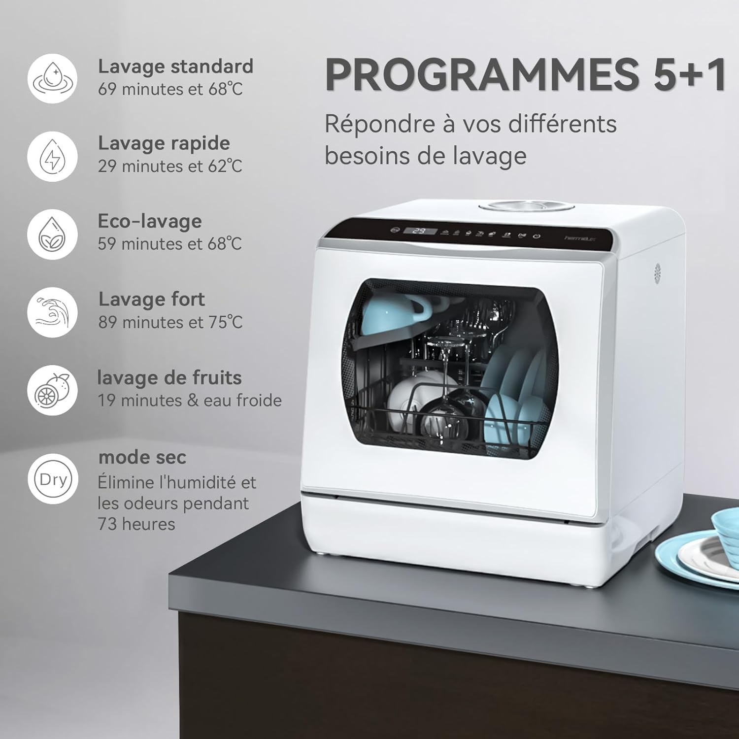 Hermitlux - Mini lave-vaisselle, 43 cm, 4 couverts, sans raccordement