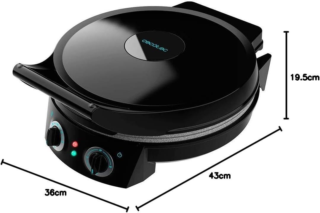 Cecotec - Fun Pizza&Co - Ø31cm - four électrique, 1800W, revêtement Rockstone, ouverture 180°, minuterie 30min