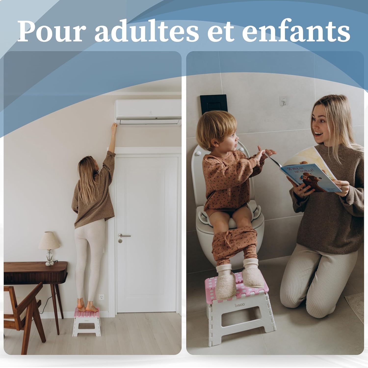 Bisoo - Tabouret pliable enfant - 22cm - marchepied portable WC, rose