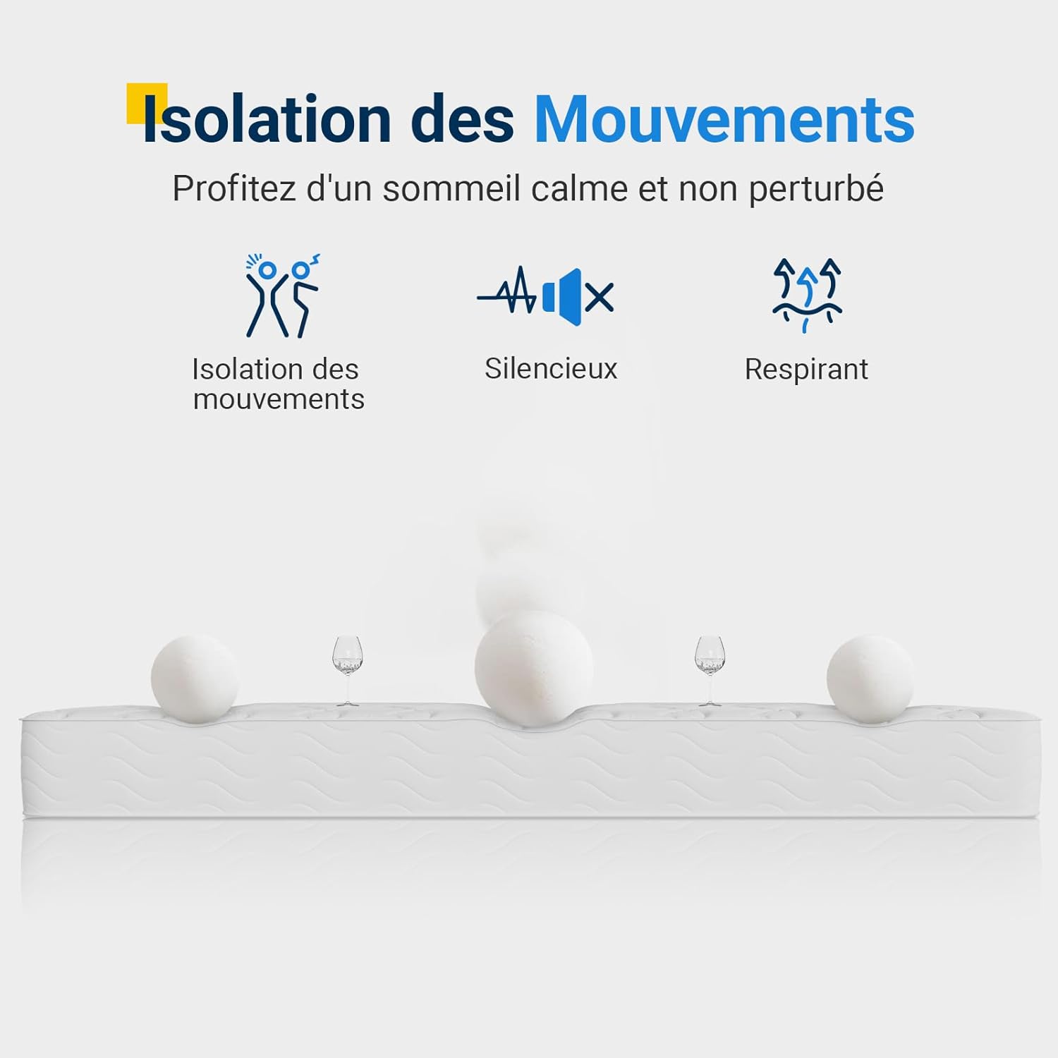 Avenco - matelas ressorts ensachés 140x190 - 20cm confort et soutien