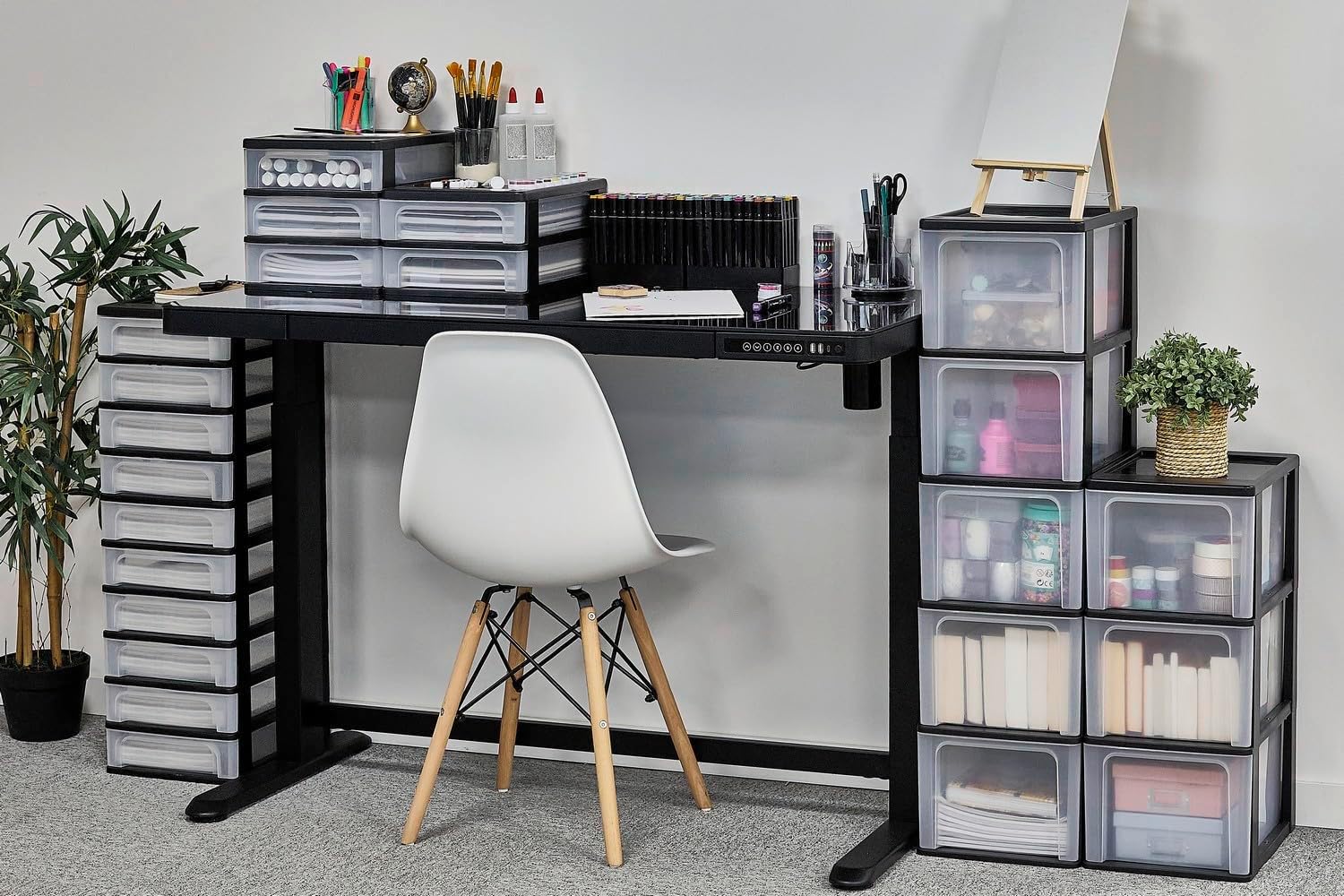 Iris Ohyama - OCH série - format A4 - 2 petits tiroirs, 1 moyen, noir, sans BPA - OCH-2021