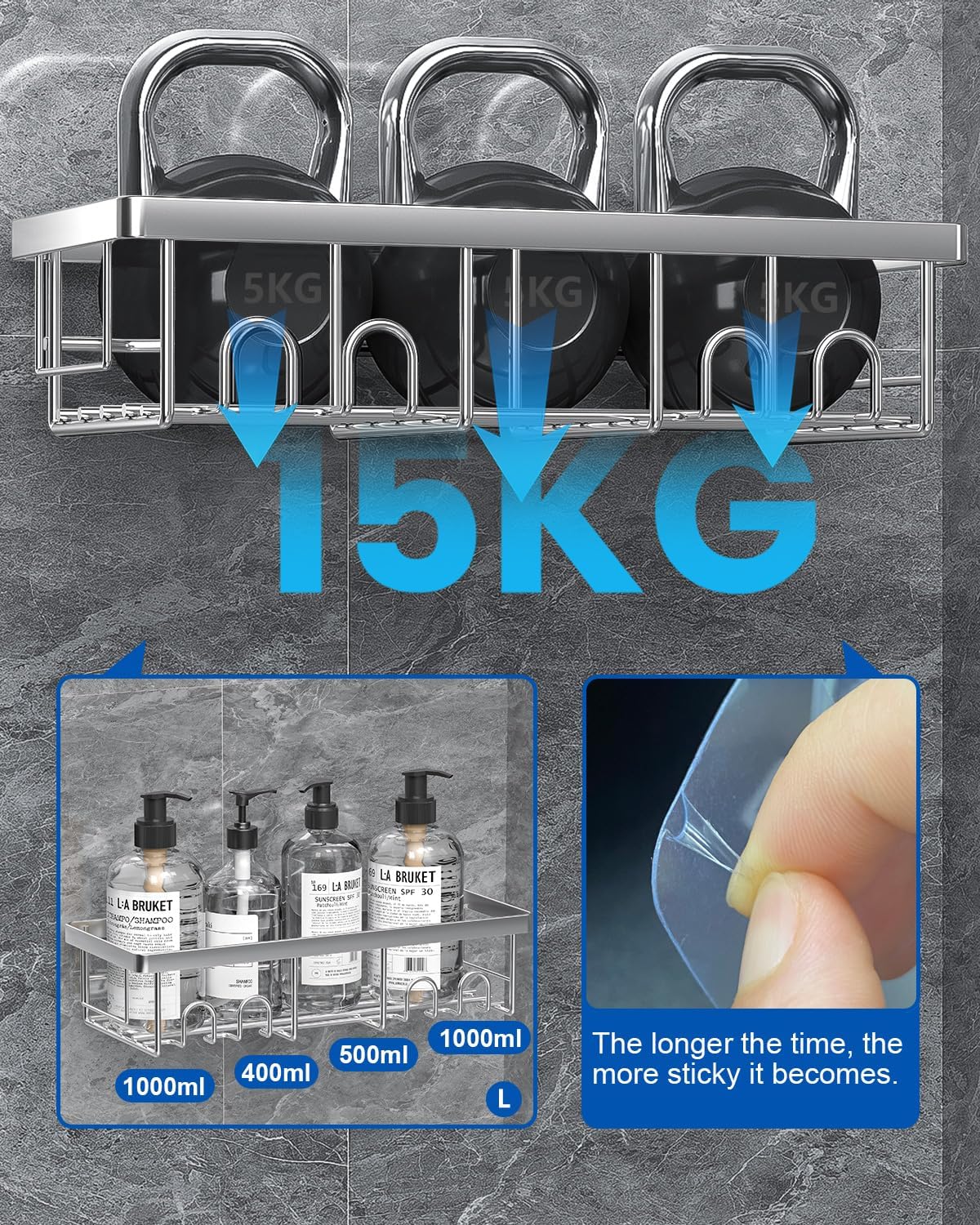 AceMining - étagères salle de bain inox, lot de 3, sans perçage