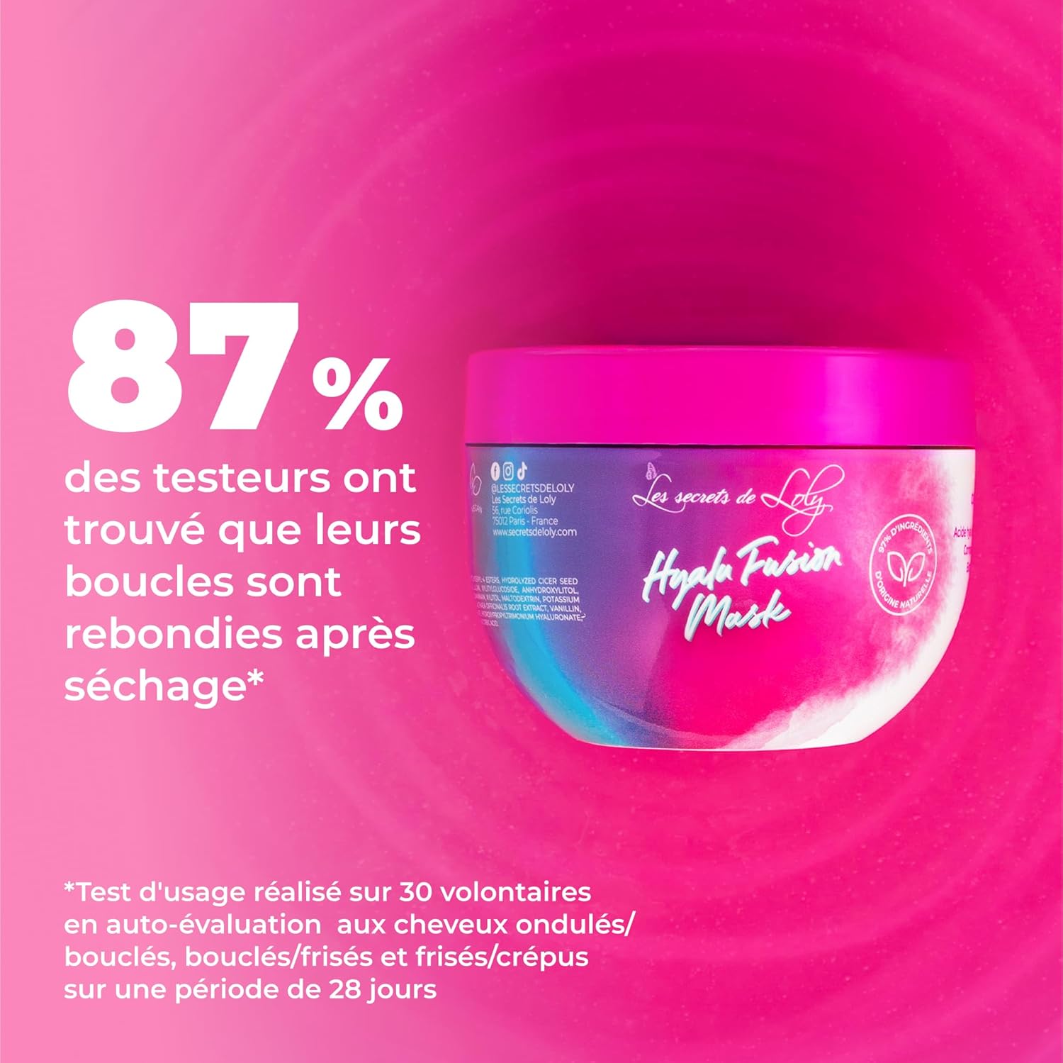 Les Secrets de Loly - Hyalu Fusion Mask - 300ml - masque boucles hydratant acide hyaluronique