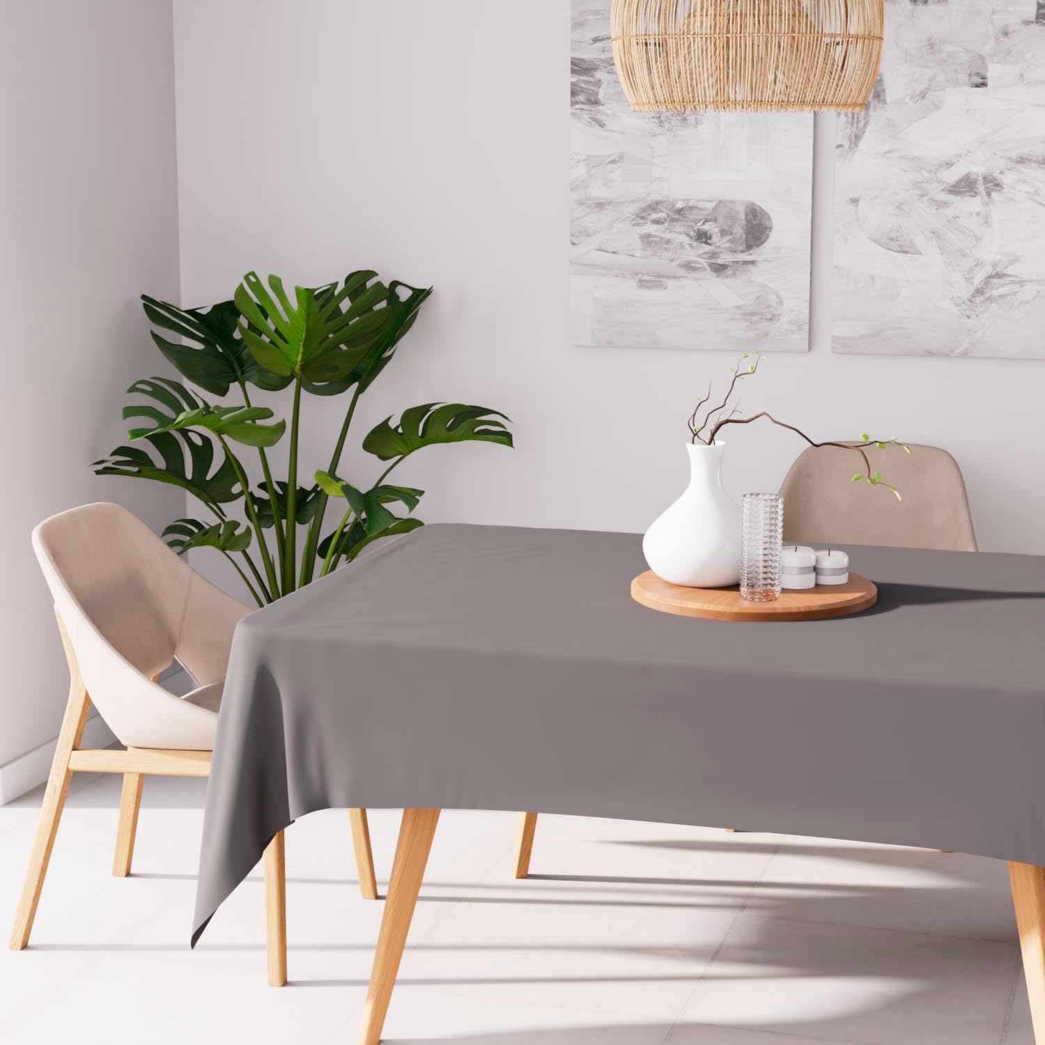 Soleil d'Ocre - Alix nappe rectangle, 140x200 cm, polyester gris