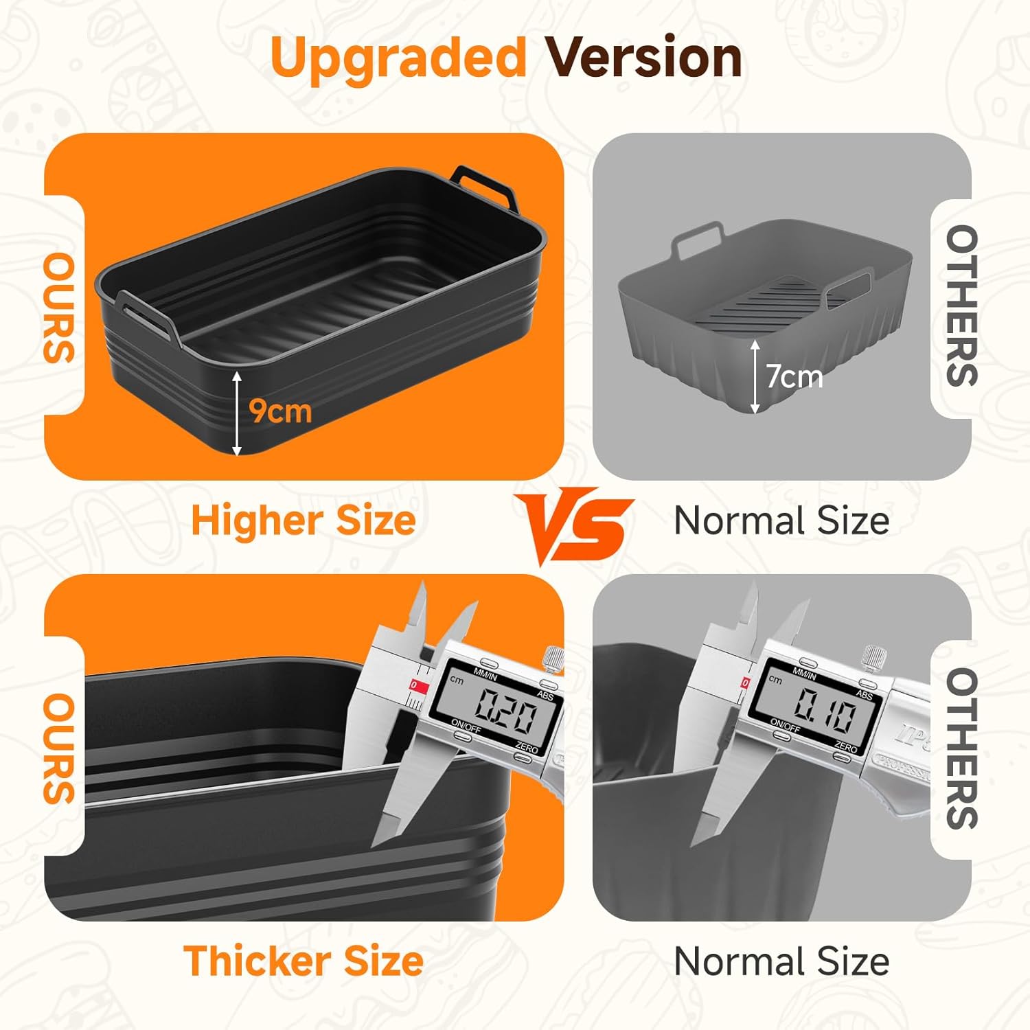 Alyvisun - panier silicone airfryer 10,4L/5,2L - réutilisable, pliable, lot de 3