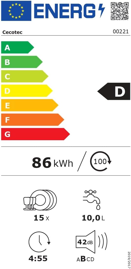 Cecotec - Bolero Aguazero (série 6210) - 60cm - 15 couverts, Classe D, écran FullColor, Dual Zone, Aquastop, plateau rég