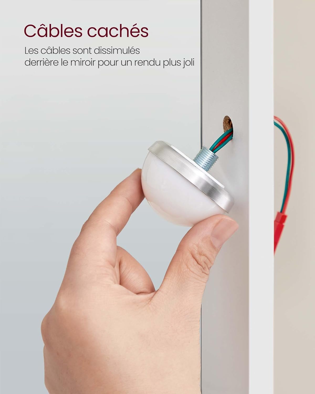 VASAGLE - KAILYN Collection - 100x40x145 cm - coiffeuse LED, 2 tiroirs, blanc RDT164W01