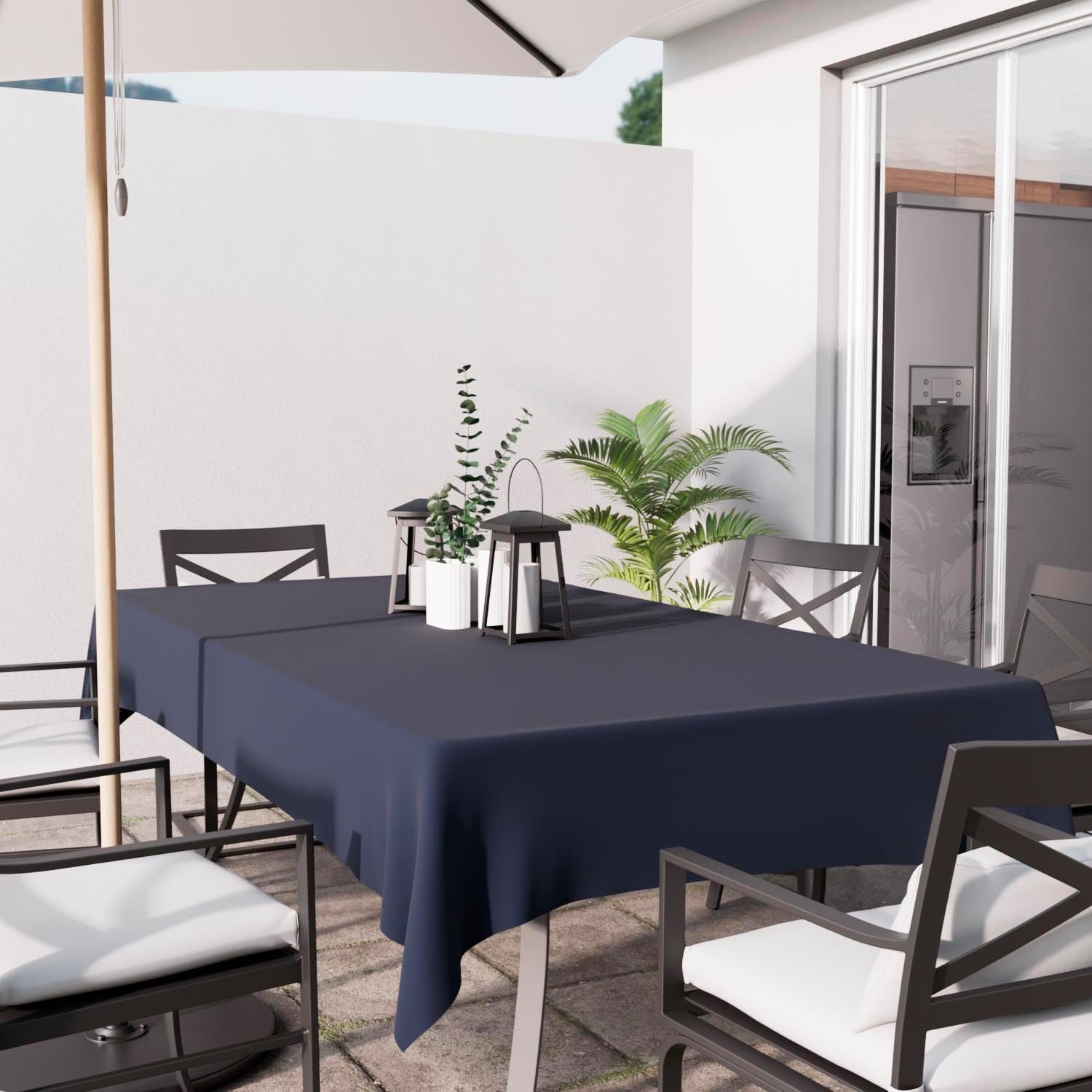 Soleil d'Ocre - Alix Nappe Rectangle - 140x200 cm - polyester bleu marine, anti-tâches