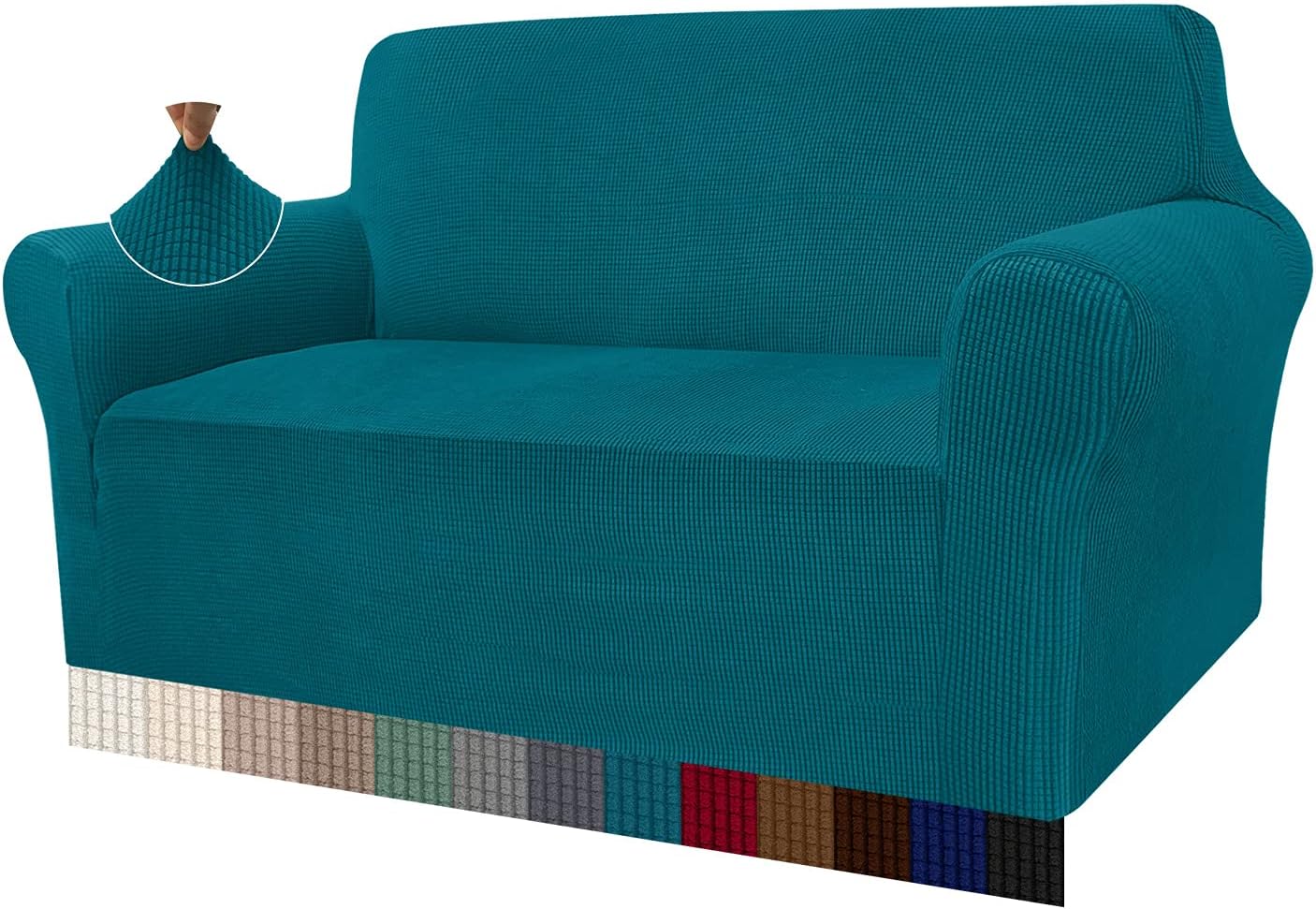 Granbest - housse canapé moderne - 2 places - tissu jacquard élastique, protection animaux, bleu sarcelle