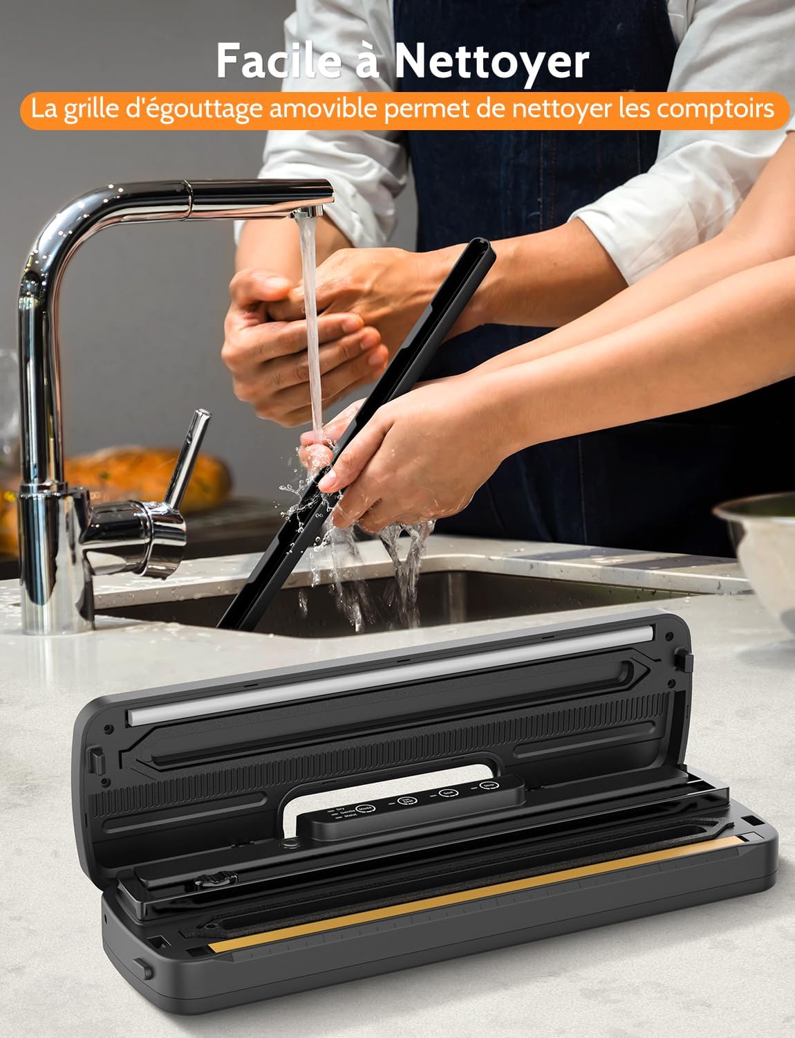 Machine sous vide alimentaire 5 en 1, couteau inclus, modes sec/humide, sacs et tuyau
