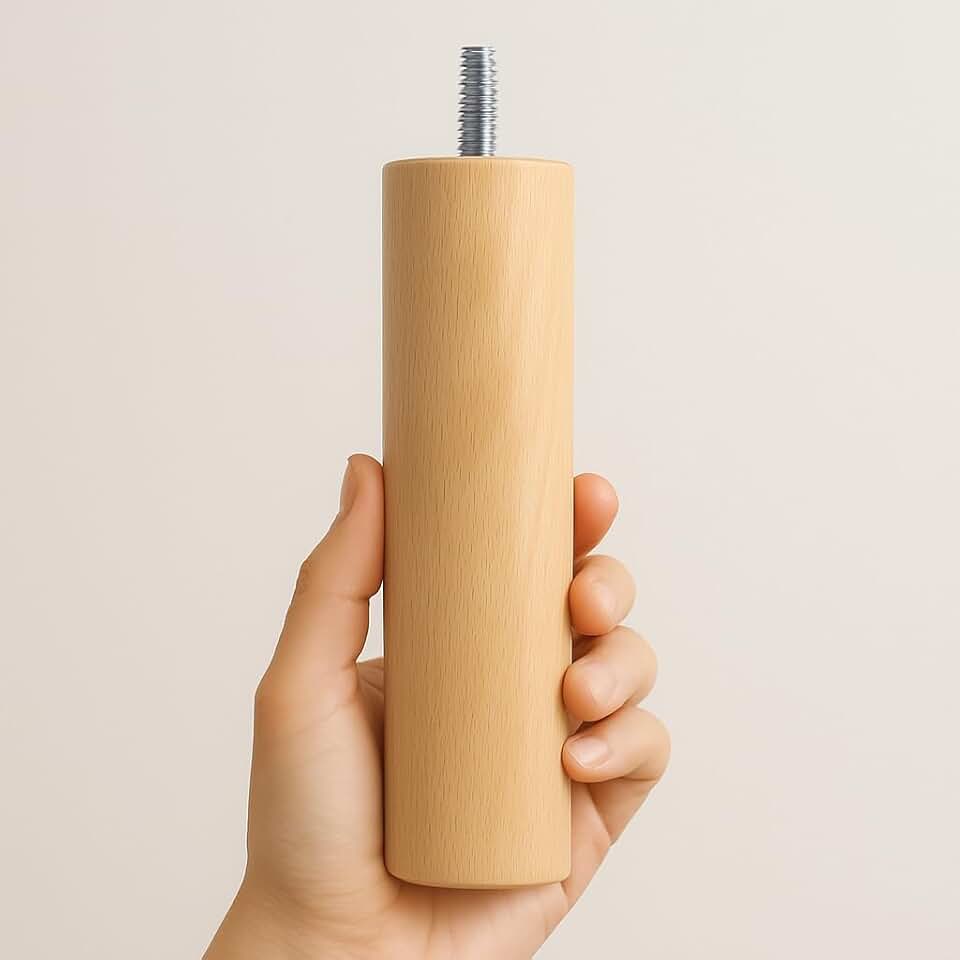 La Fabrique de Pieds - Cylindres bois verni clair 25x6x6 cm - jeu de 4 pieds - AM20170003