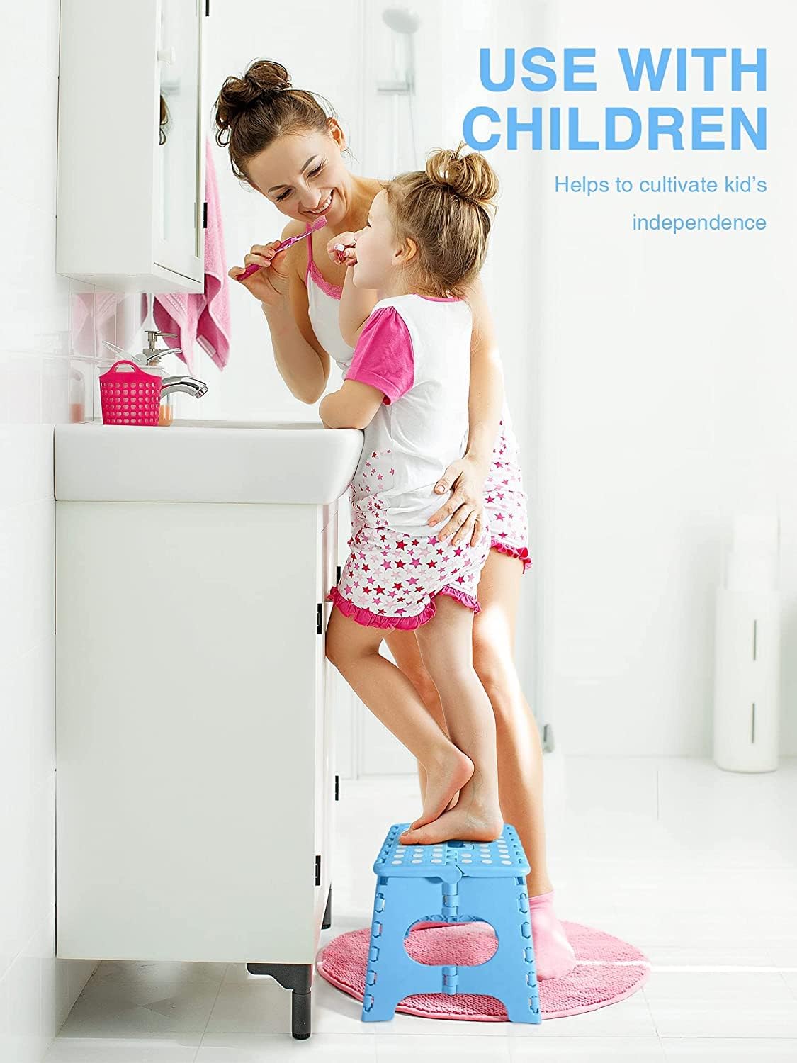 HOUSE DAY - tabouret pliant série 27cm, bleu clair, léger, solide