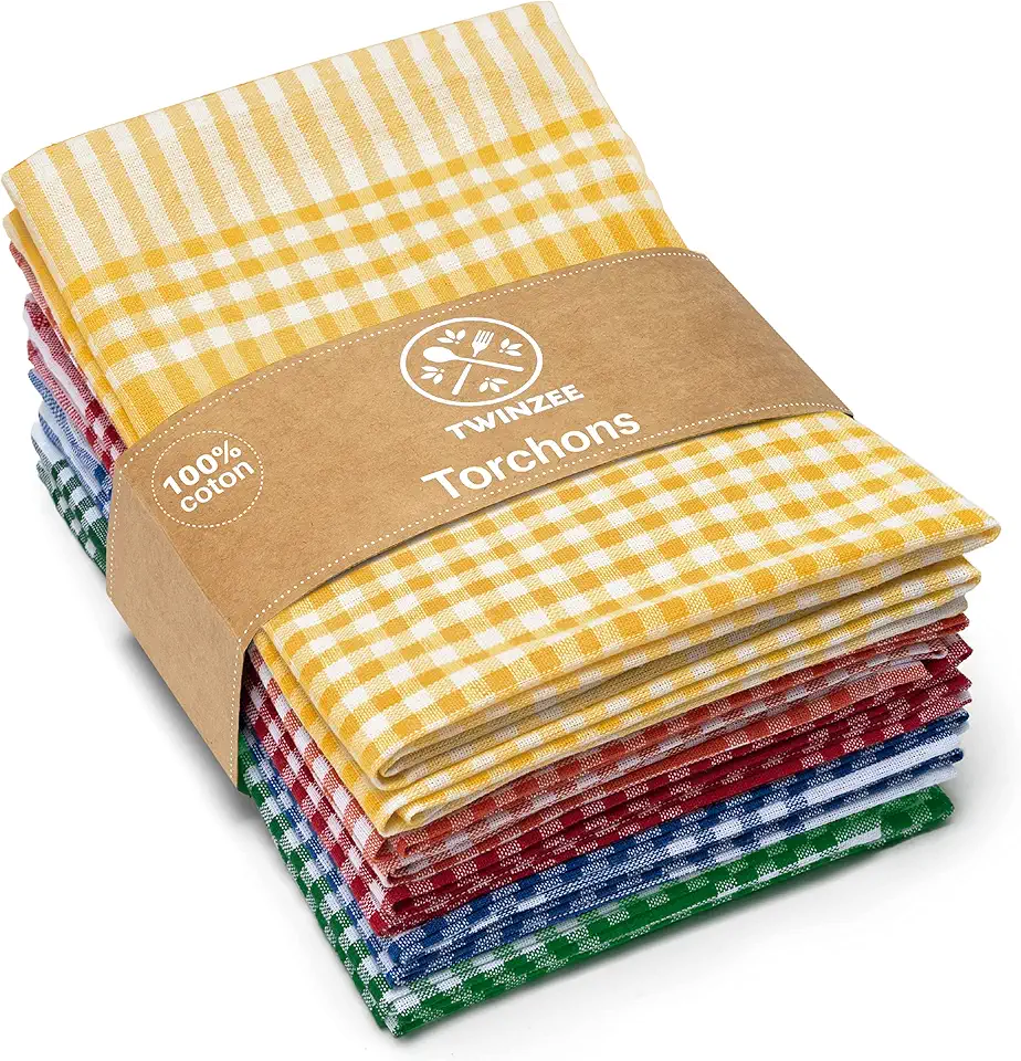 Twinzee - Set de torchons Oeko Tex - 67x47cm - coton 180GSM, multicolore