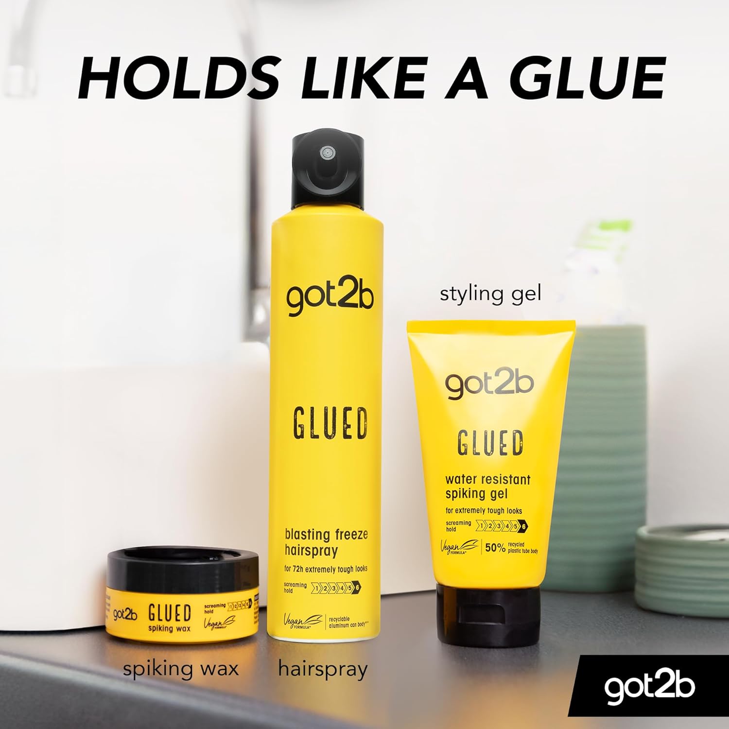 Got2b - Superglue Glued - 150ml - Gel coiffant vegan, fixation extrême, résistant à l'eau