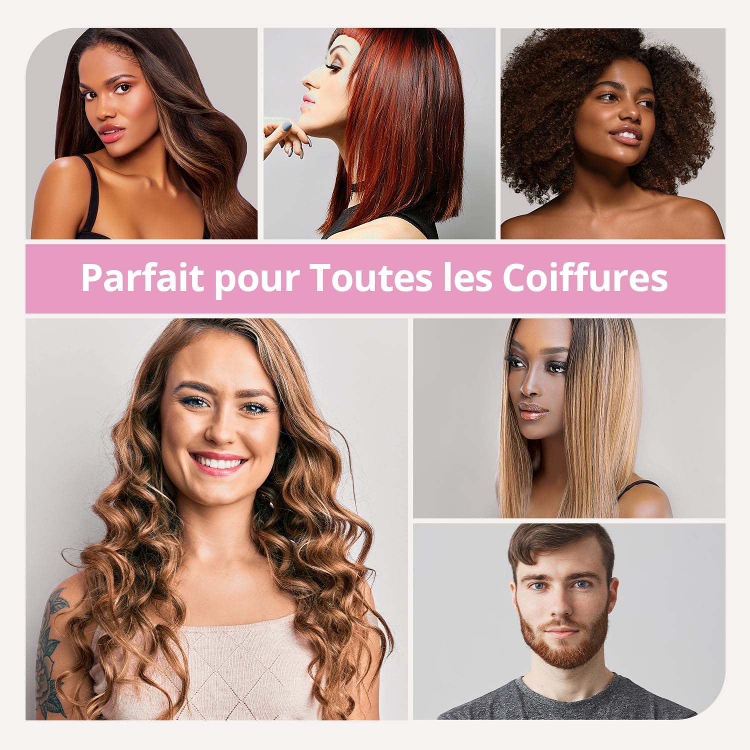 Sèche-cheveux professionnel - compact léger - ions négatifs, 3 vitesses, diffuseur - 350M