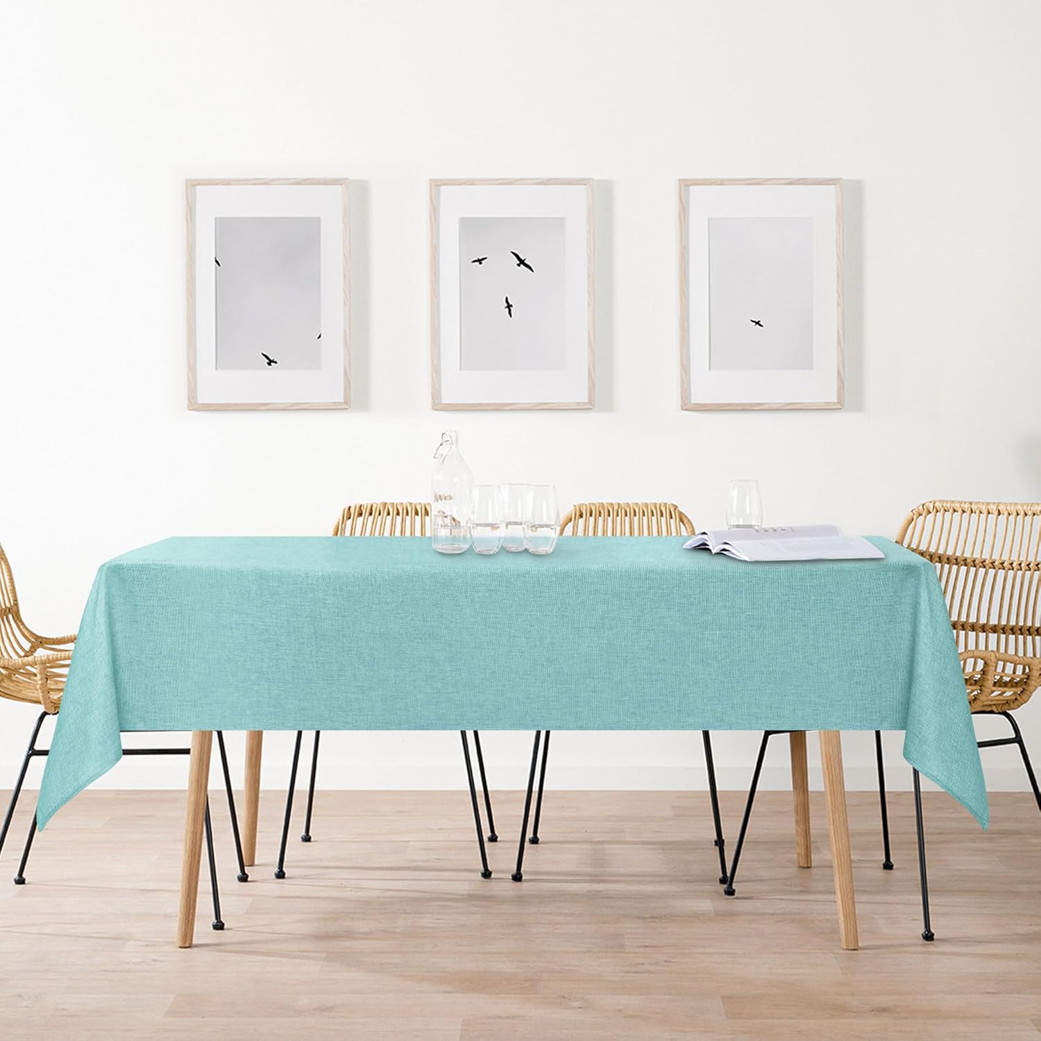 DWCN - nappe aspect lin - 135x240cm - lavable, imperméable, anti-tache