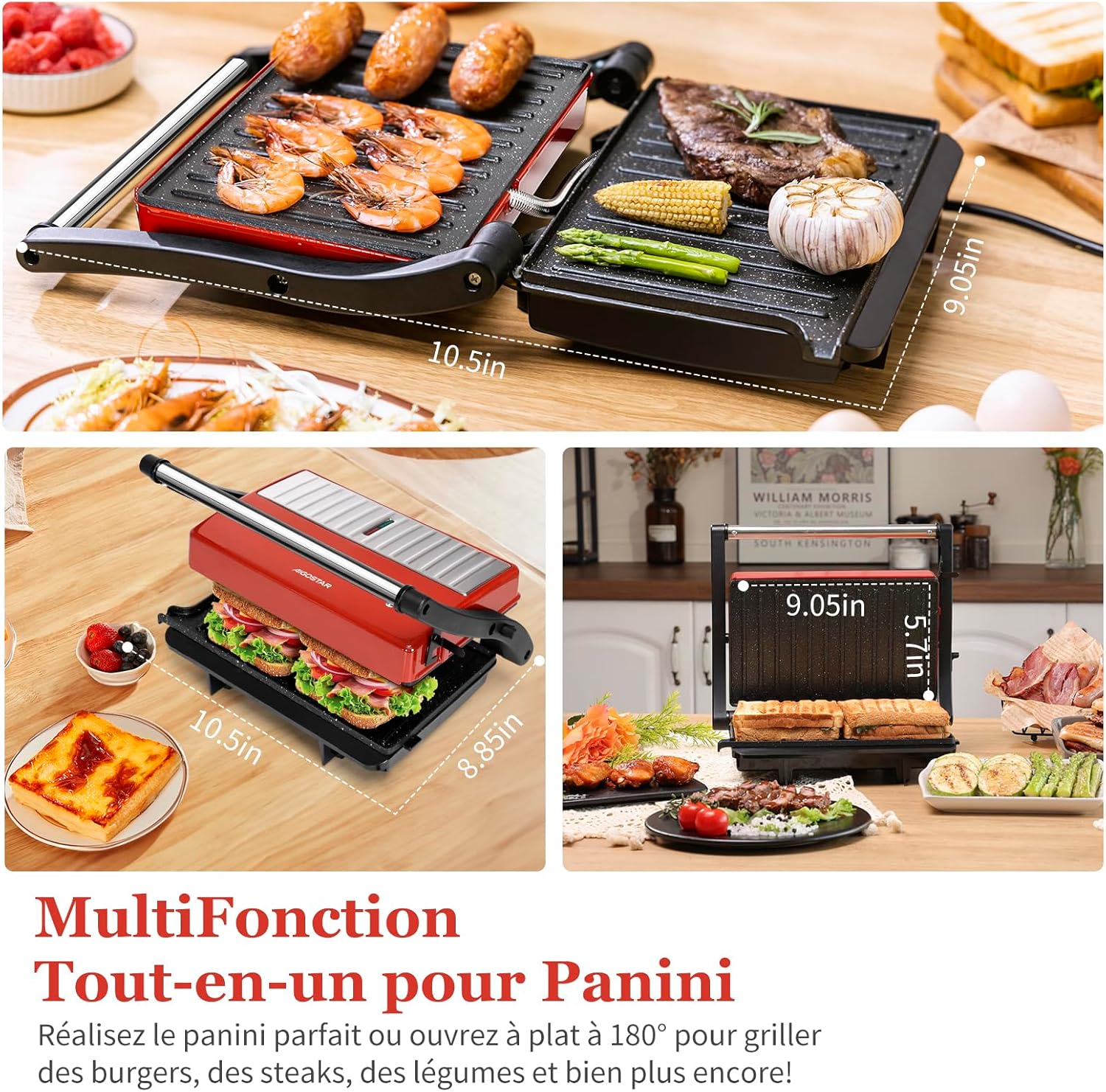 Aigostar - Warme - grille-viande 180° 1000W plaques antiadhésives