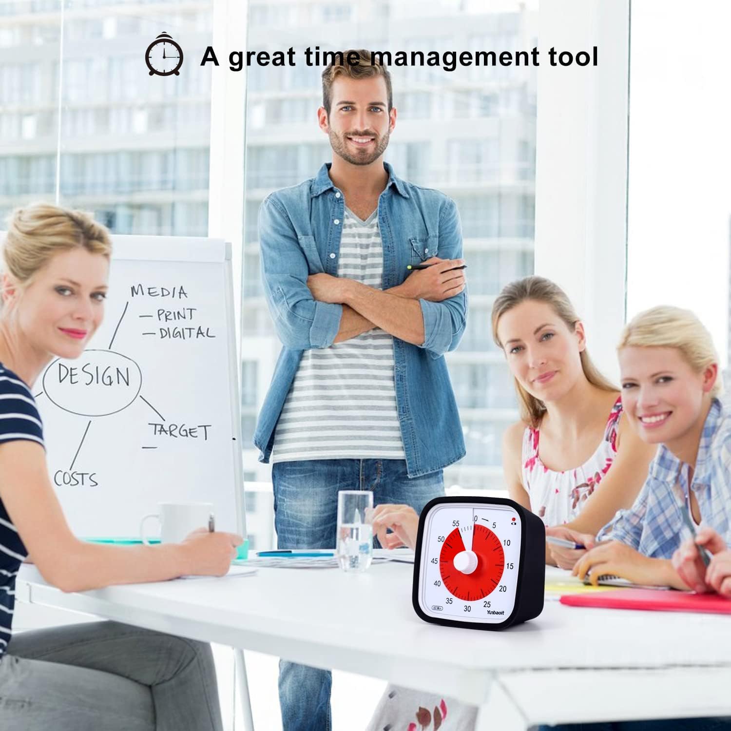 Yunbaoit - Minuteur Visuel - 60 min - silencieux, étui, rappel batterie